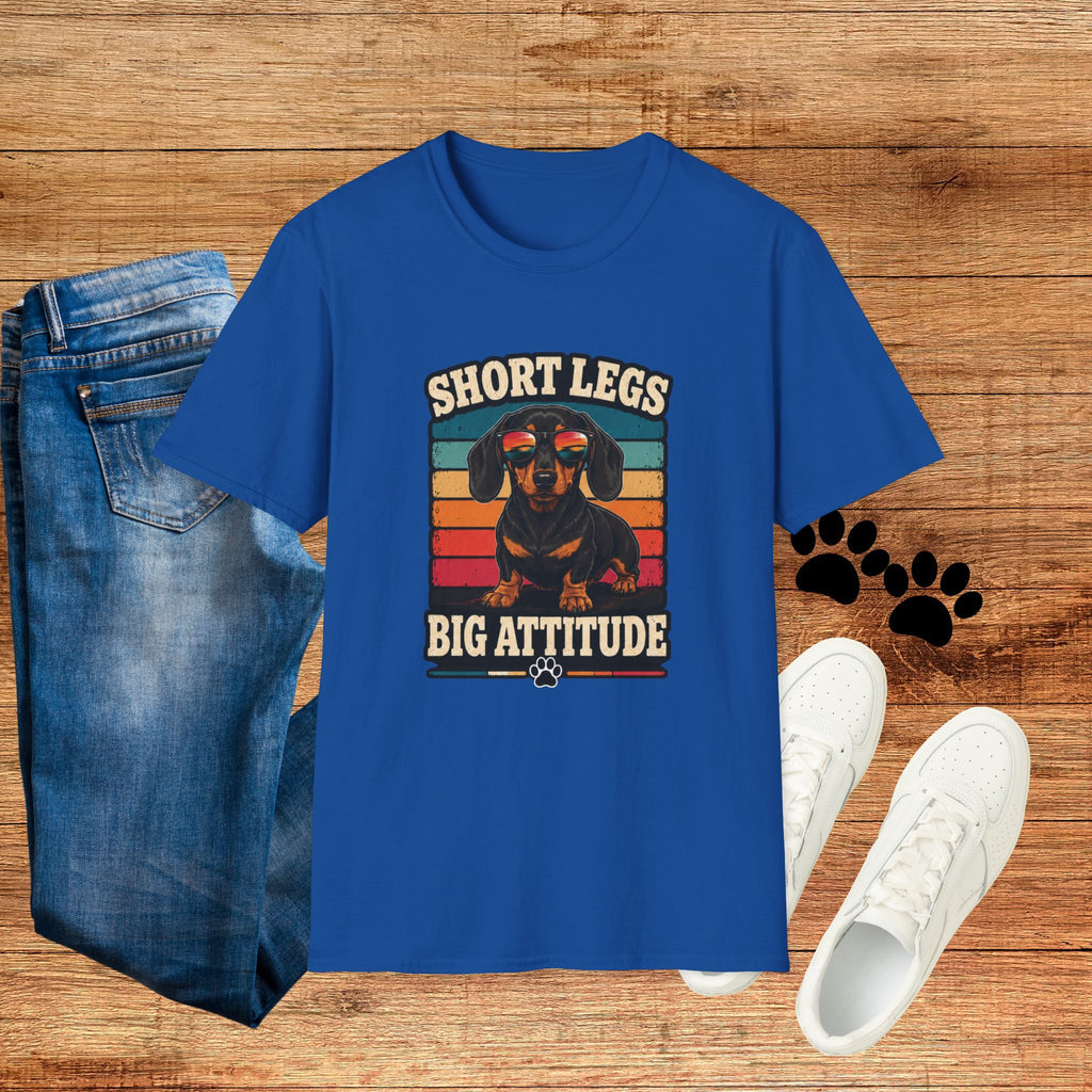 Short Legs Big Attitude T-Shirt — Retro Dachshund Graphic Tee