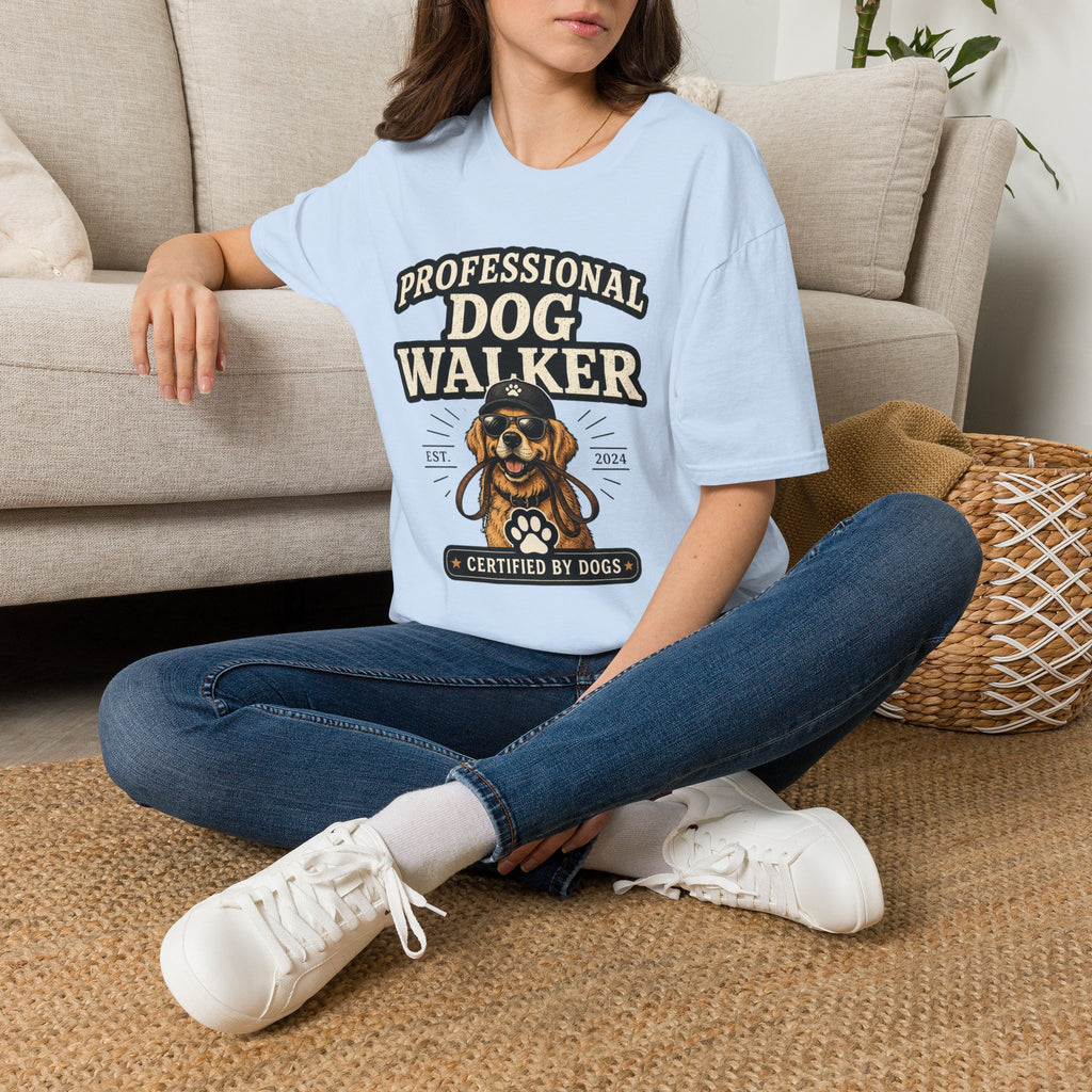 Professional Dog Walker T-Shirt — Certified by Dogs Graphic Tee