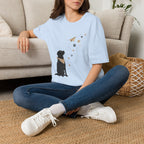 Dog Paw & Paper Airplane T-Shirt — Cute Black Dog Graphic Tee