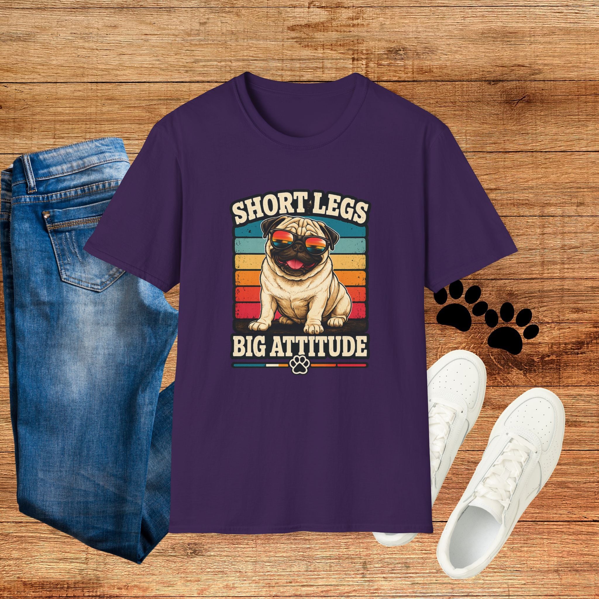 Pug T-Shirt — Short Legs, Big Attitude Retro Dog Tee