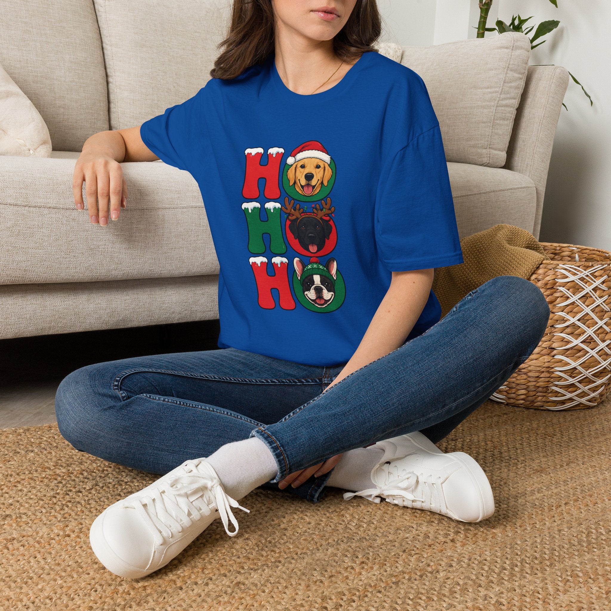Christmas 'Ho Ho Ho' Dog T-Shirt — Festive Labrador, Pug & Frenchie Holiday Tee