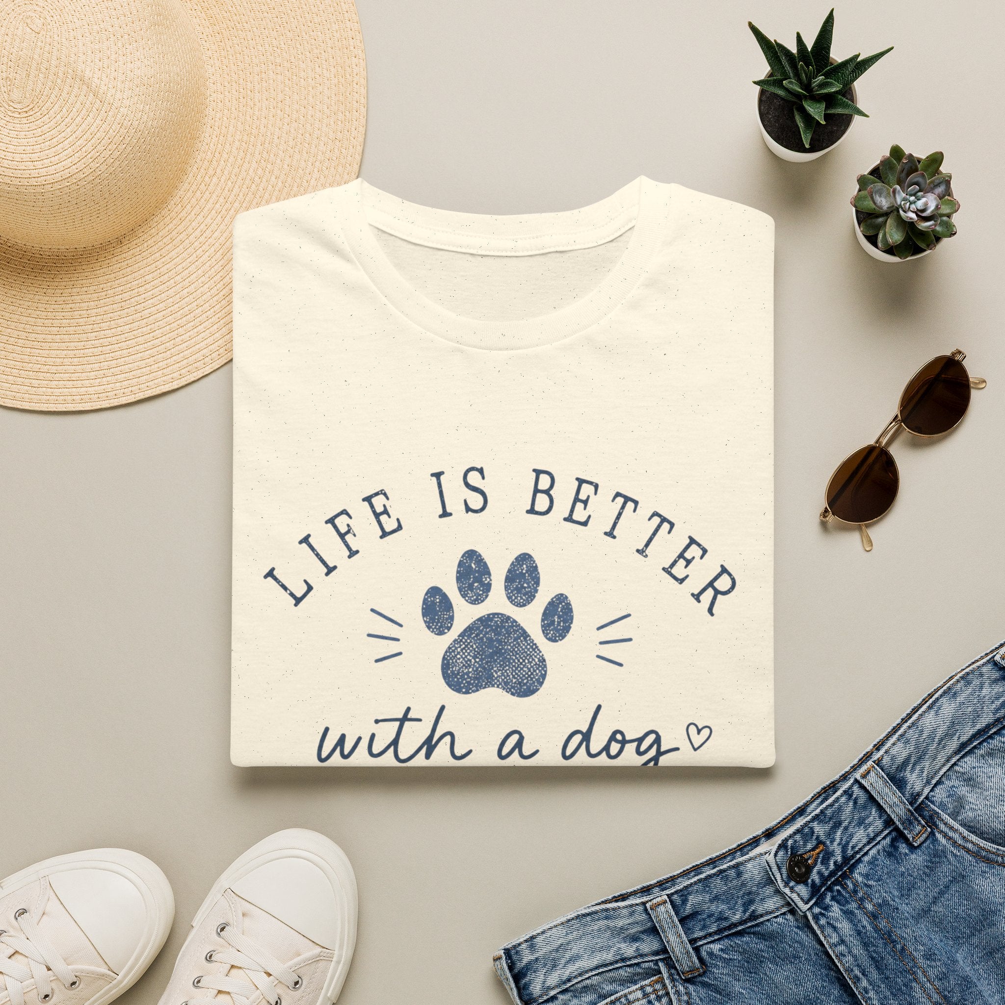 Life Is Better With a Dog T-Shirt — Paw Print Dog Lover Tee