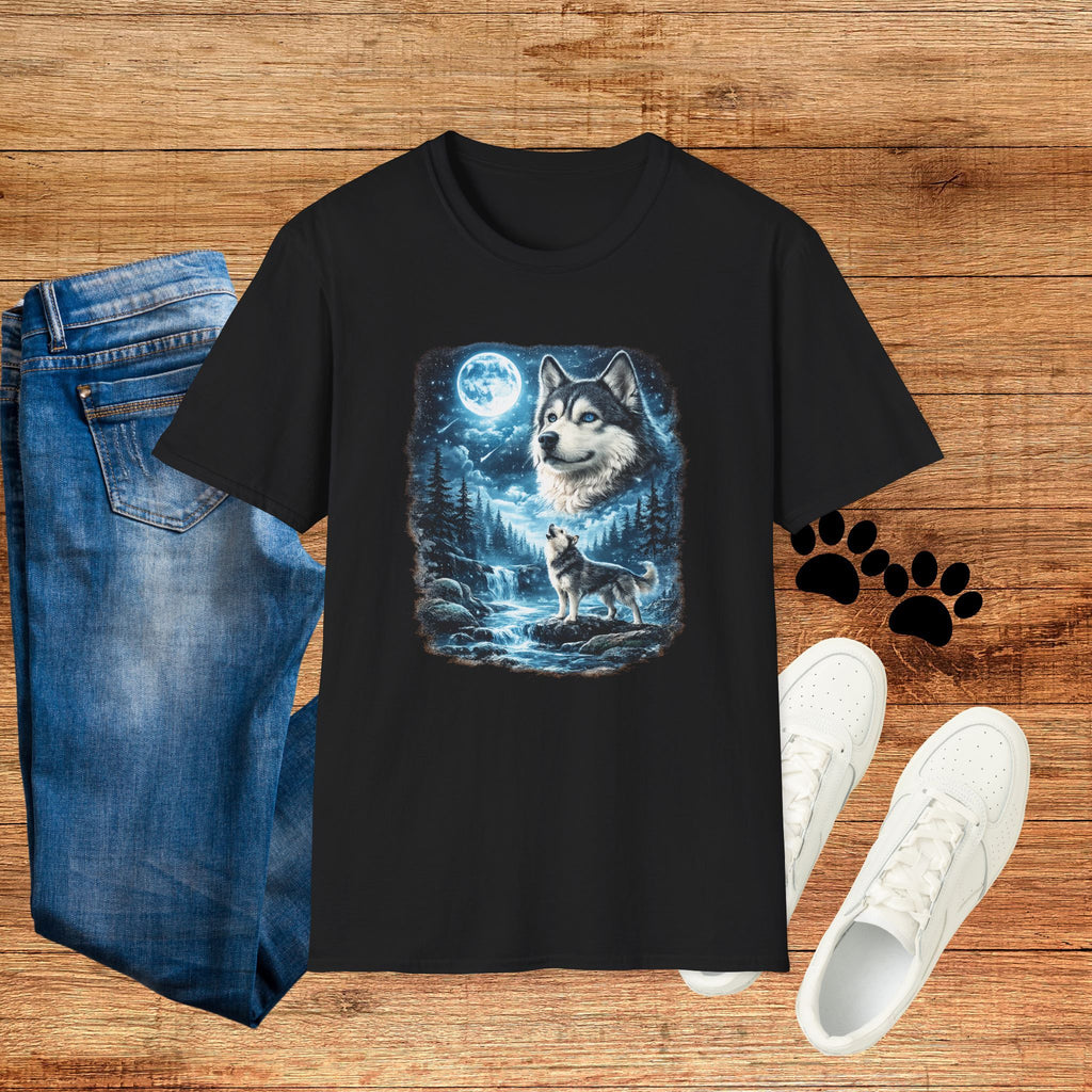 Wolf Moon T-Shirt — Majestic Husky Forest Night Tee