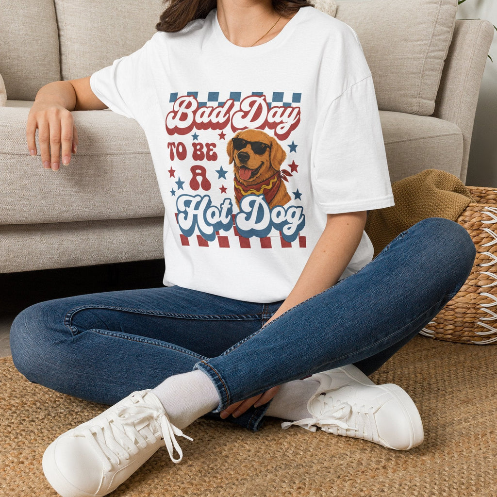 Bad Day to Be a Hot Dog T-Shirt — Retro Patriotic Dog Graphic Tee