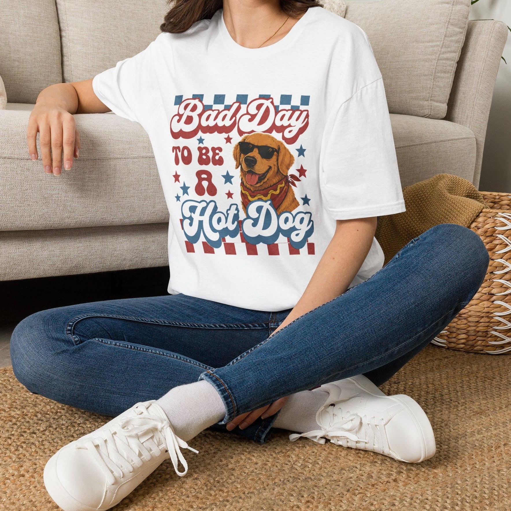 Bad Day to Be a Hot Dog T-Shirt — Retro Patriotic Dog Graphic Tee
