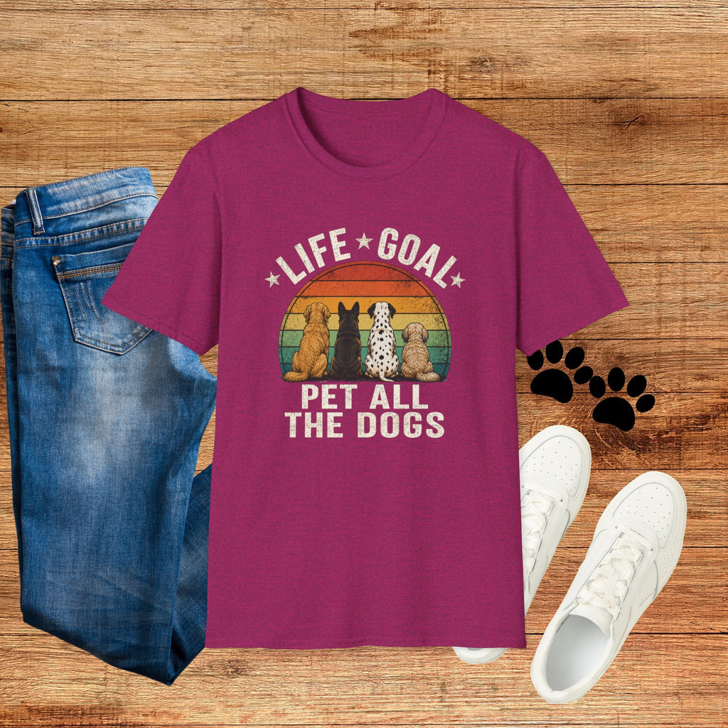 Life Goal: Pet All the Dogs Retro Rainbow Dog Lover Tee