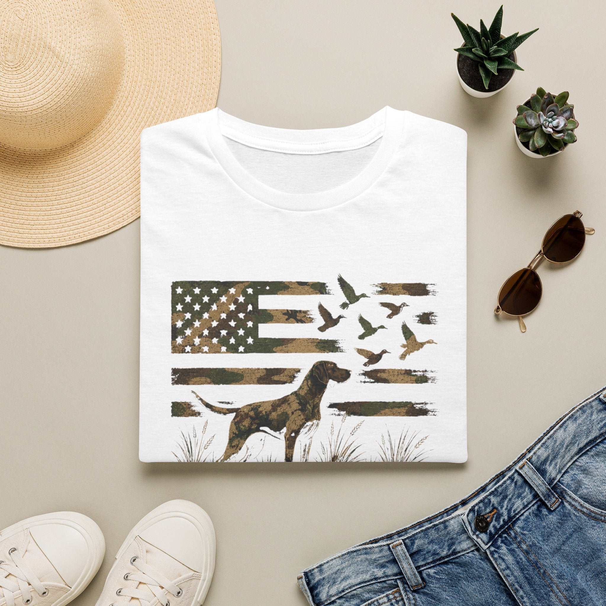 Duck Hunting American Flag T-Shirt — Local Southern Boy Retriever Design