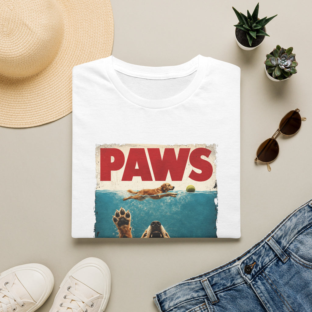 PAWS Dog Parody T-Shirt — Retro Beach Pup Graphic Tee for Dog Lovers