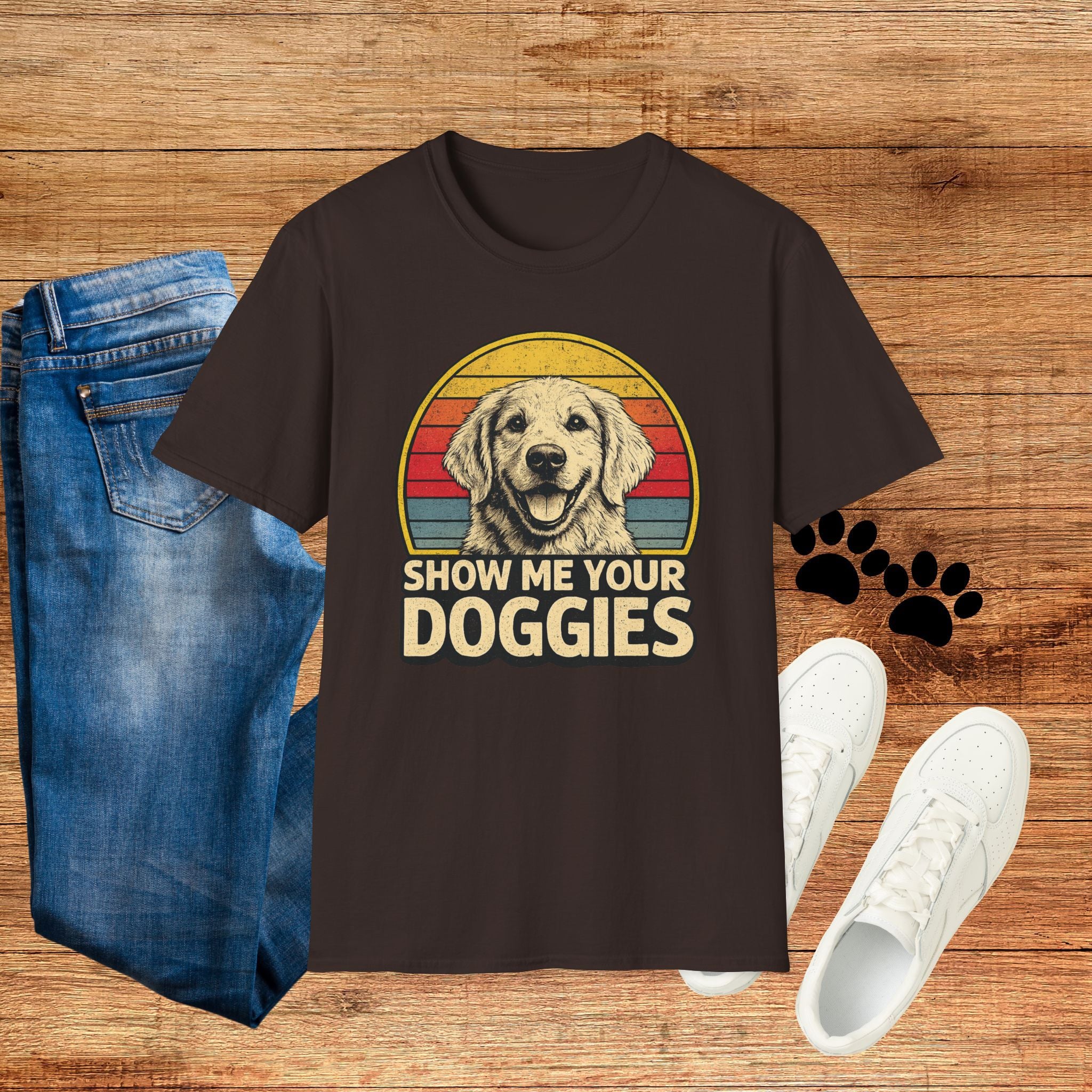 Retro "Show Me Your Doggies" Golden Retriever Tee