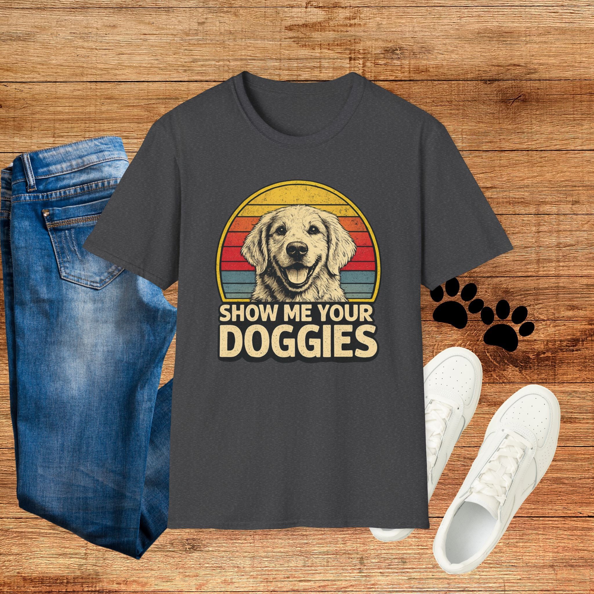 Retro "Show Me Your Doggies" Golden Retriever Tee
