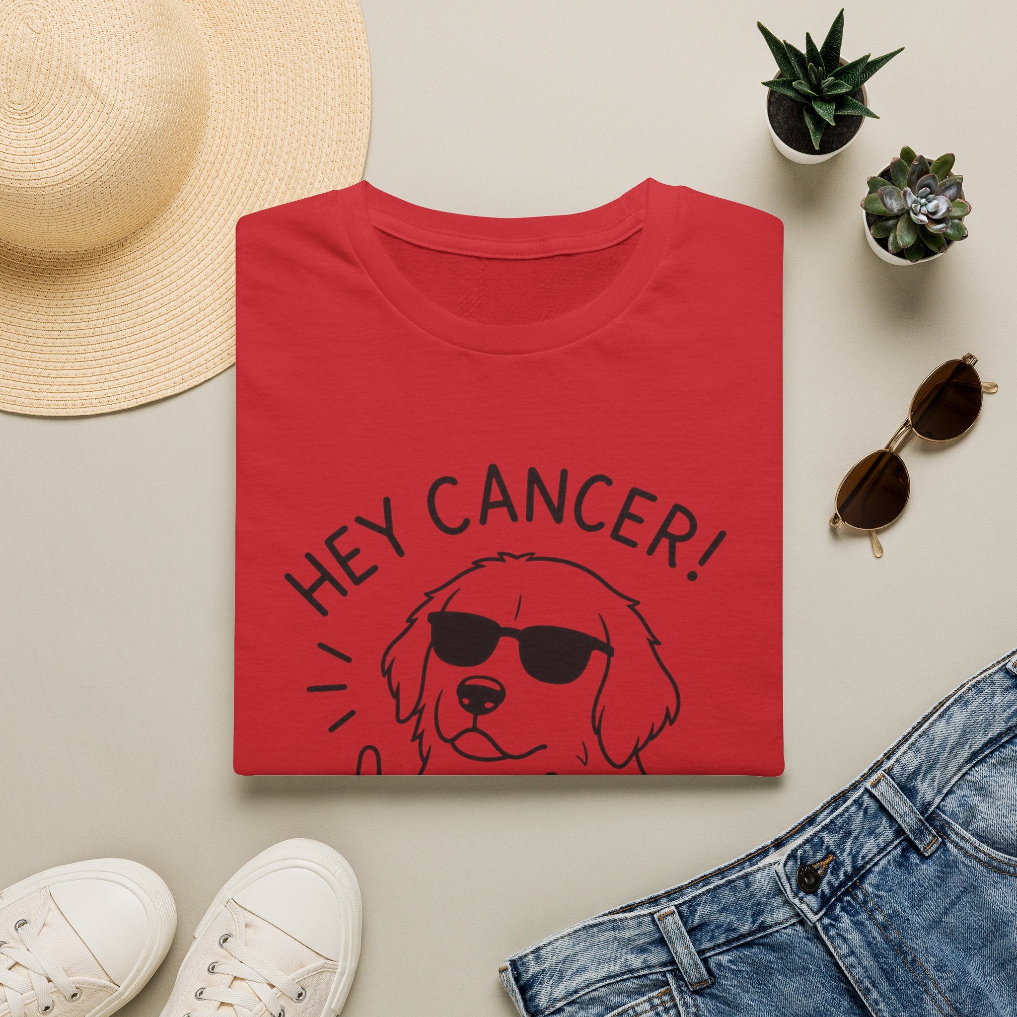 Hey Cancer! Dog Graphic T-Shirt — Cheeky Cancer Survivor Support Tee