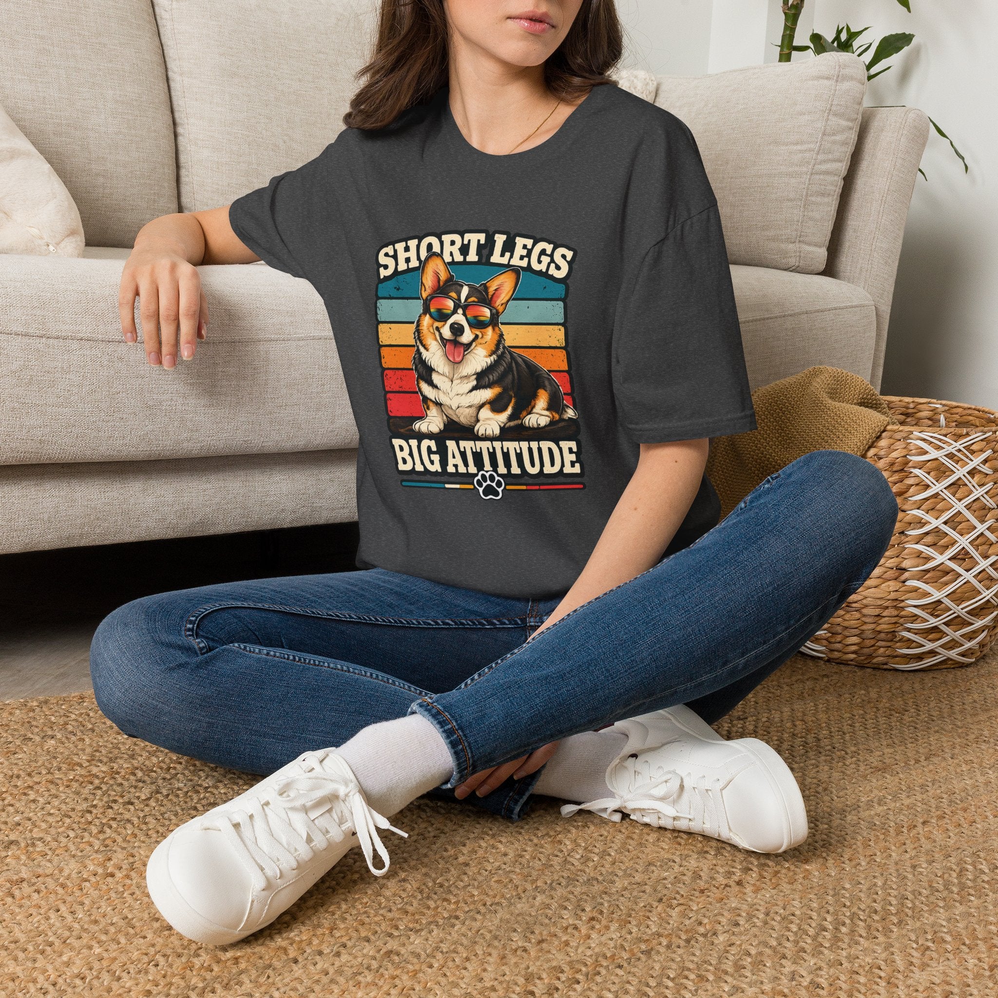 Corgi Short Legs, Big Attitude T-Shirt - Vintage Retro Dog Tee