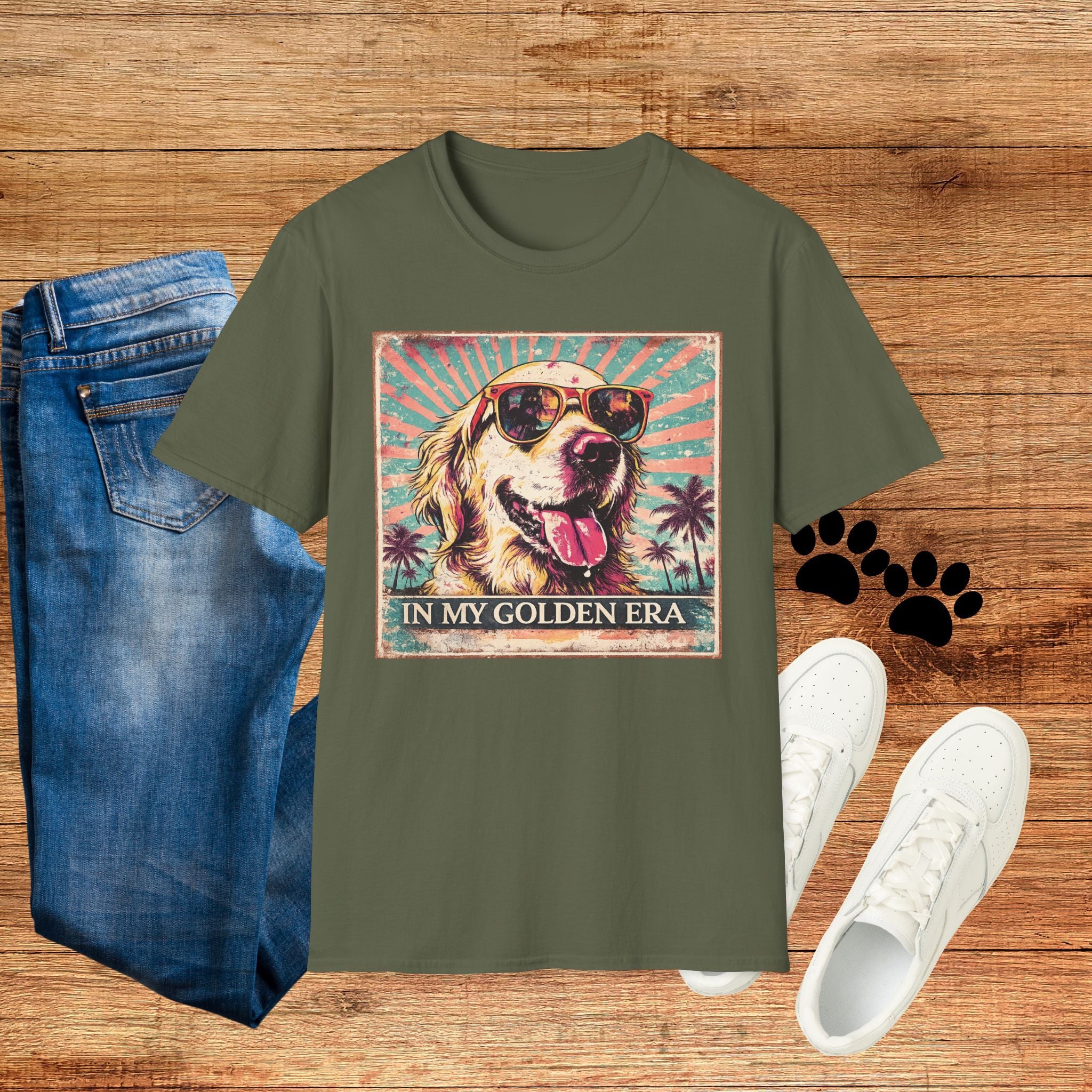 Golden Retriever Retro Tee — "In My Golden Era" Graphic T-Shirt