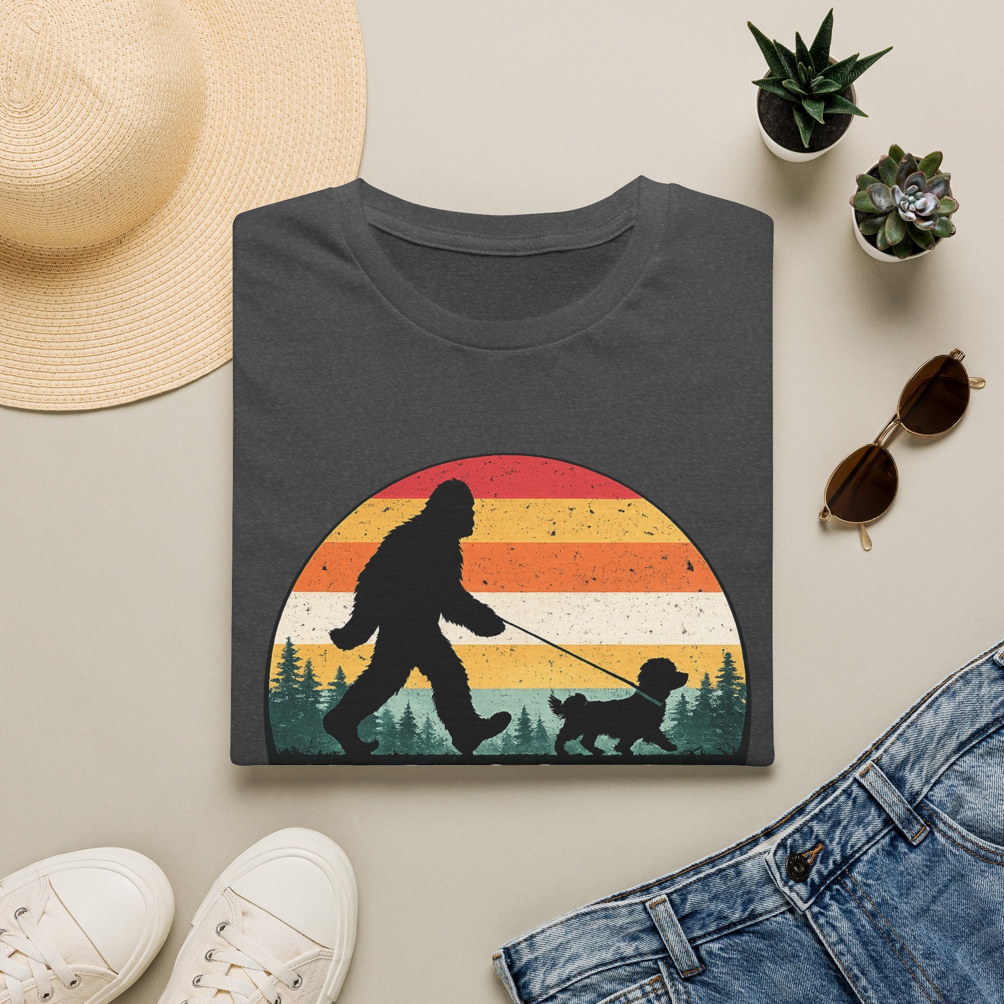 Bigfoot's Best Friend Retro Sunset Tee