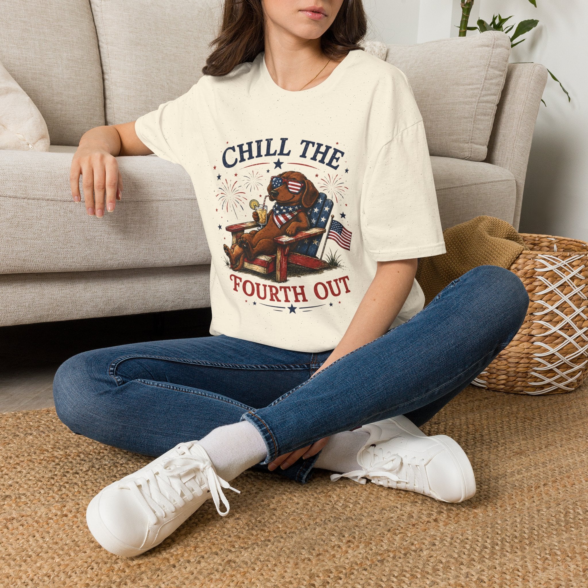 Patriotic "Chill the Fourth Out" T-Shirt — Relaxed 4th of July Dog Graphic Tee