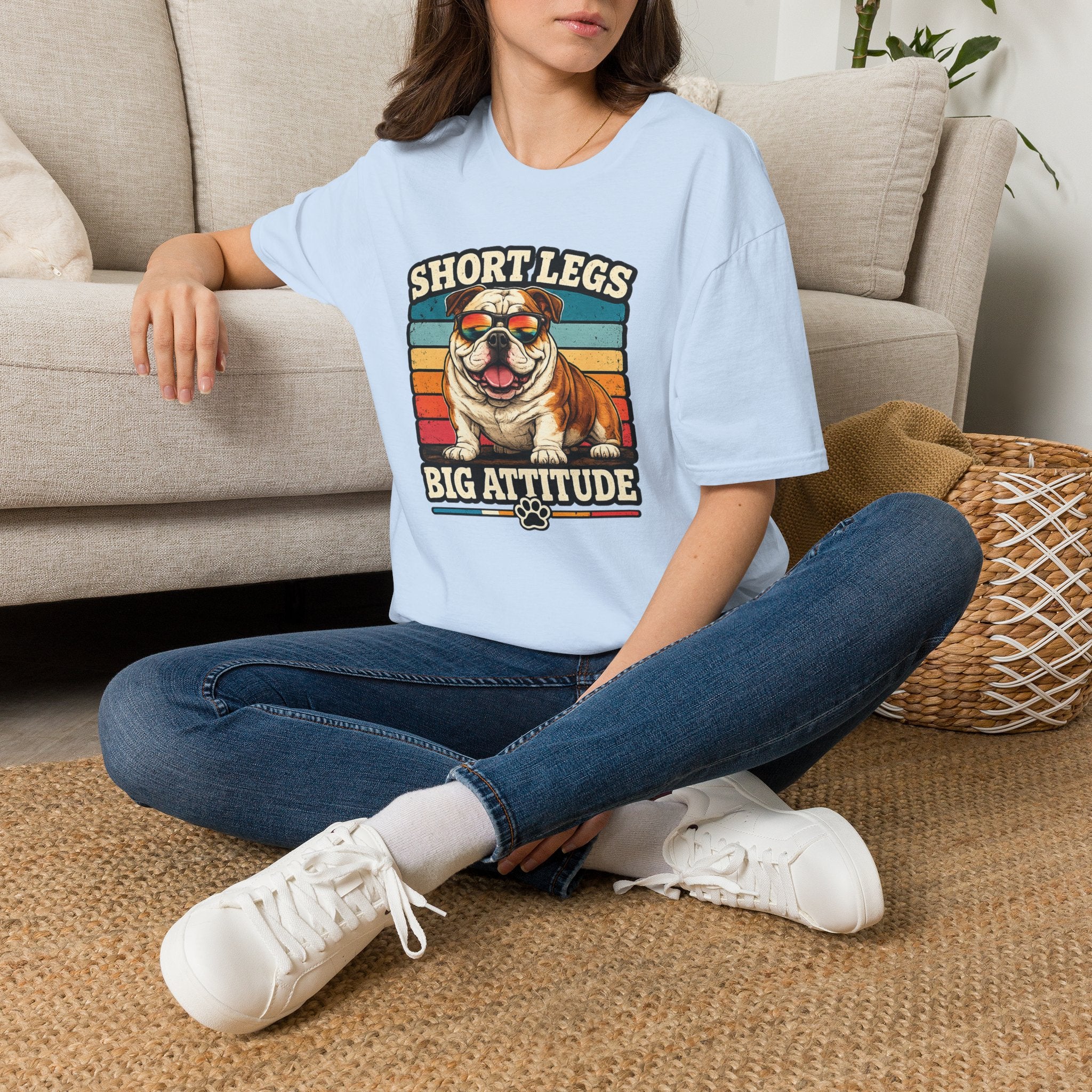 Bulldog Short Legs, Big Attitude Retro T-Shirt