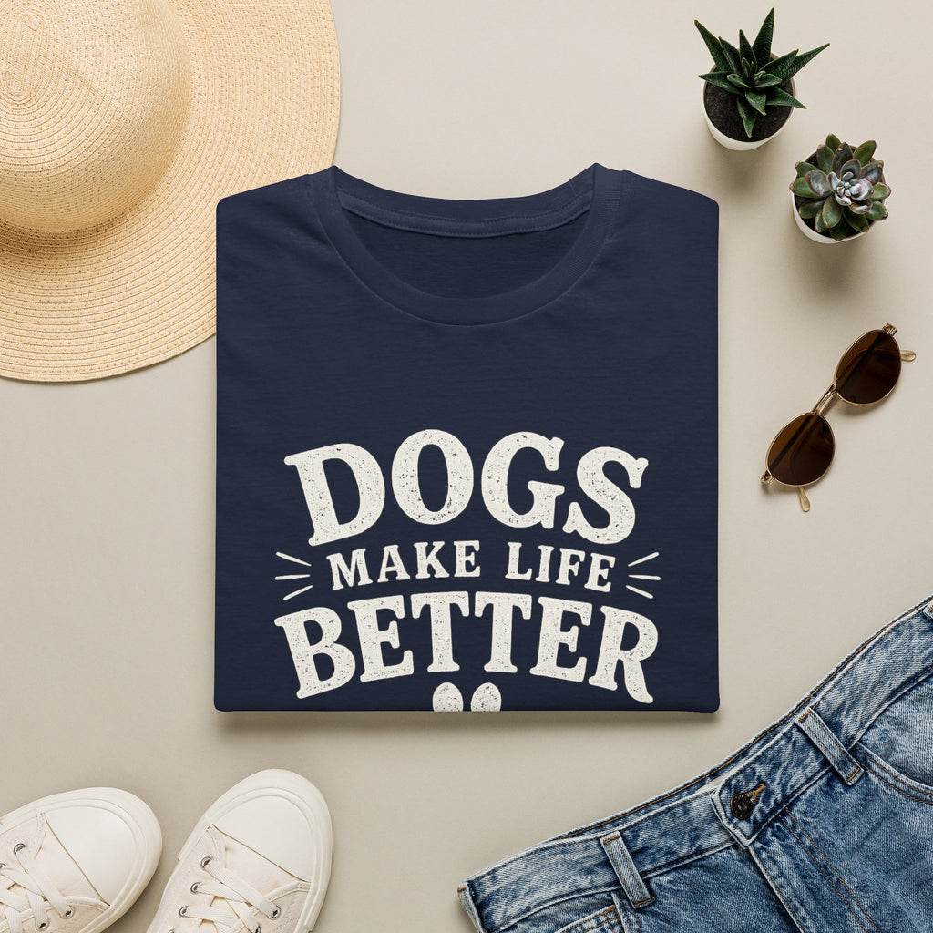 Dogs Make Life Better T-Shirt — Paw Print Dog Lover Tee
