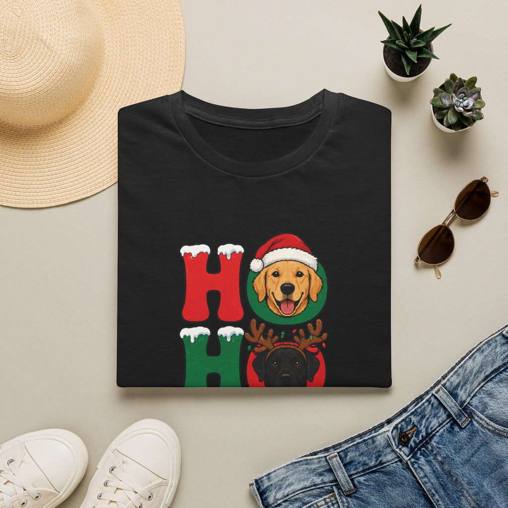 Christmas 'Ho Ho Ho' Dog T-Shirt — Festive Labrador, Pug & Frenchie Holiday Tee