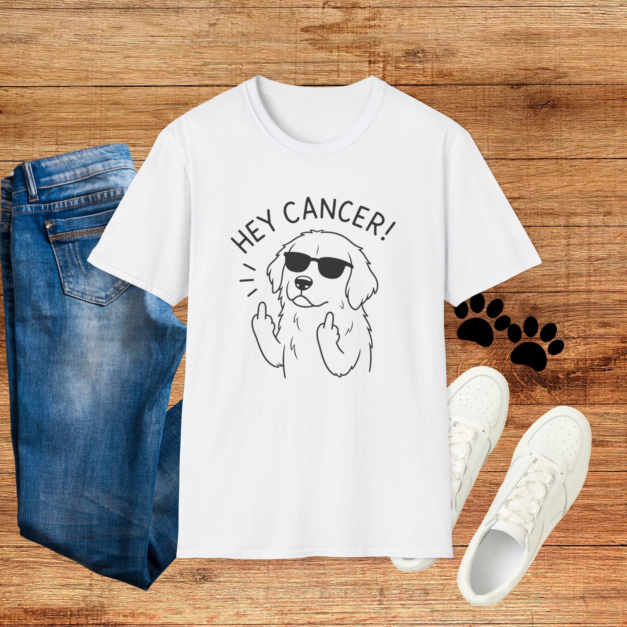 Hey Cancer! Dog Graphic T-Shirt — Cheeky Cancer Survivor Support Tee