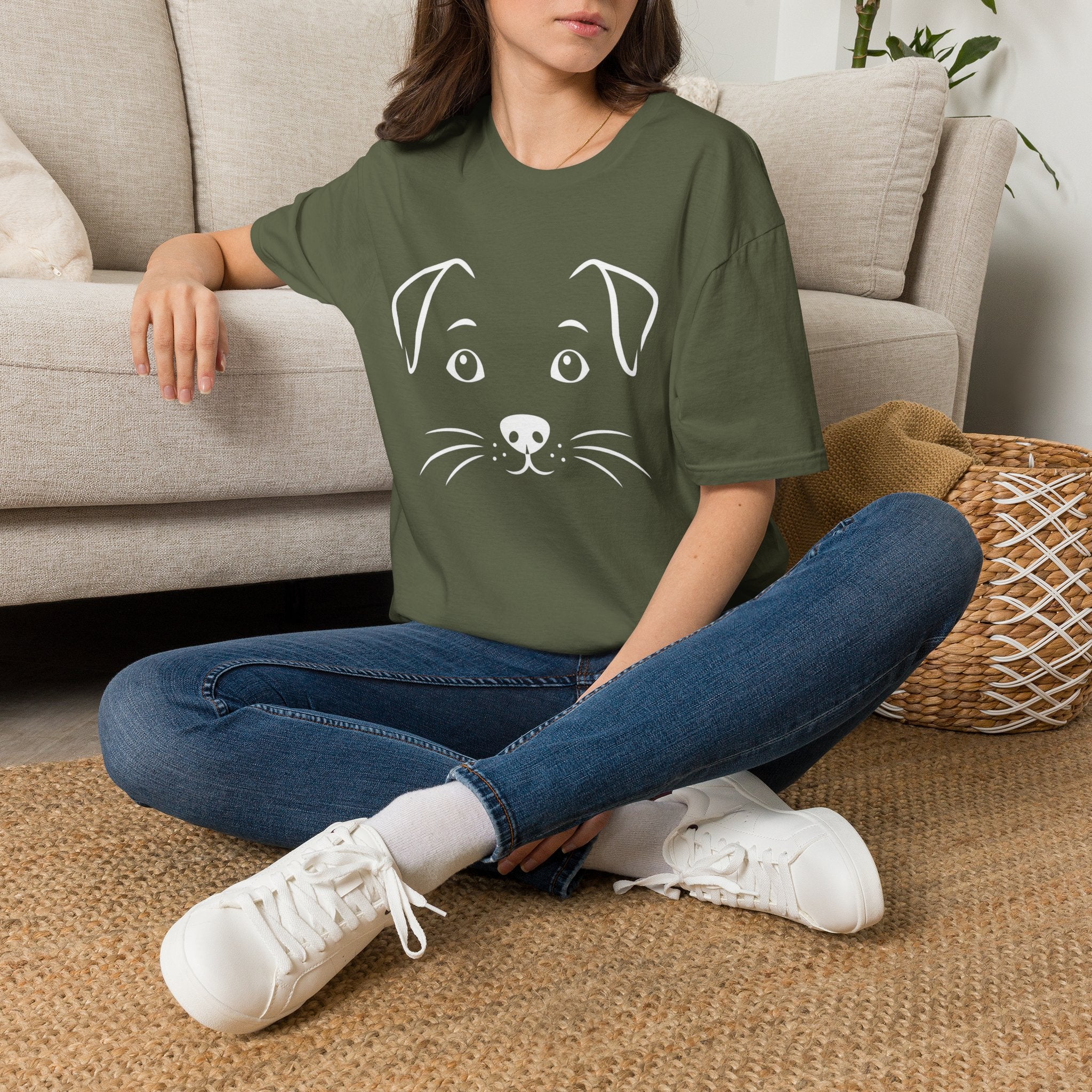 Cute Puppy Face T-Shirt — Minimal Dog Graphic Tee for Dog Lovers
