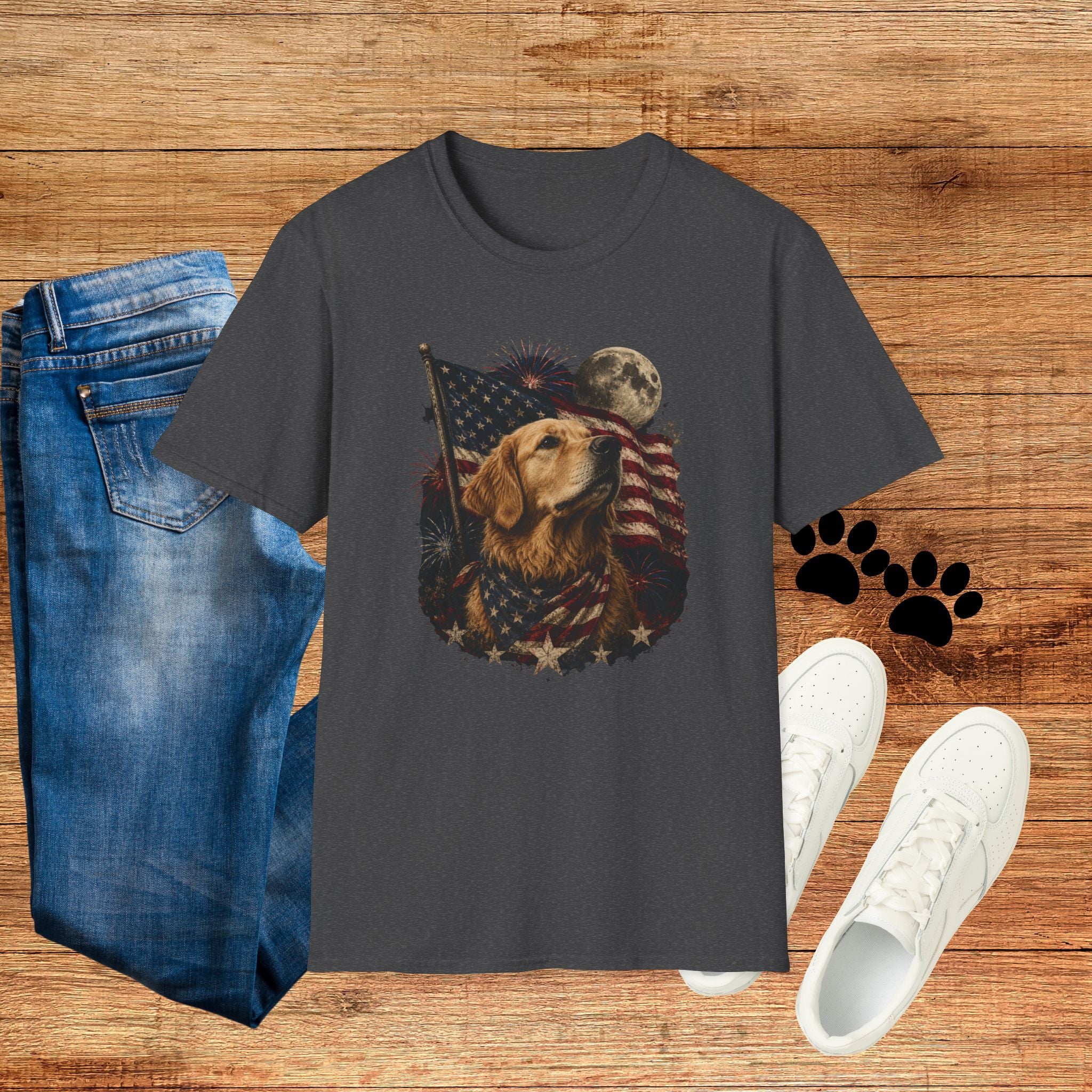 Patriotic Golden Retriever T‑Shirt