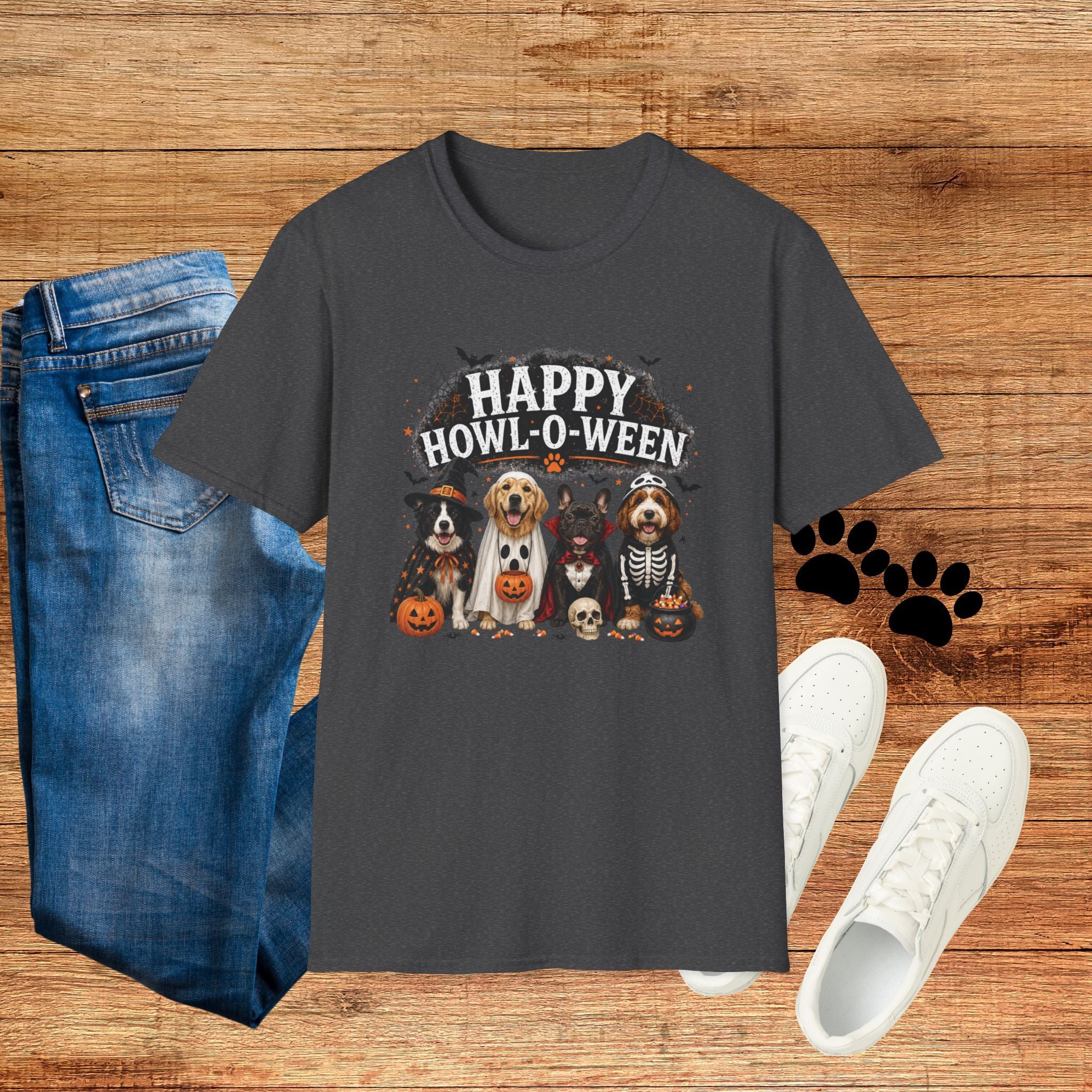 Happy Howl-O-Ween Dog T-Shirt — Halloween Puppy Costume Tee