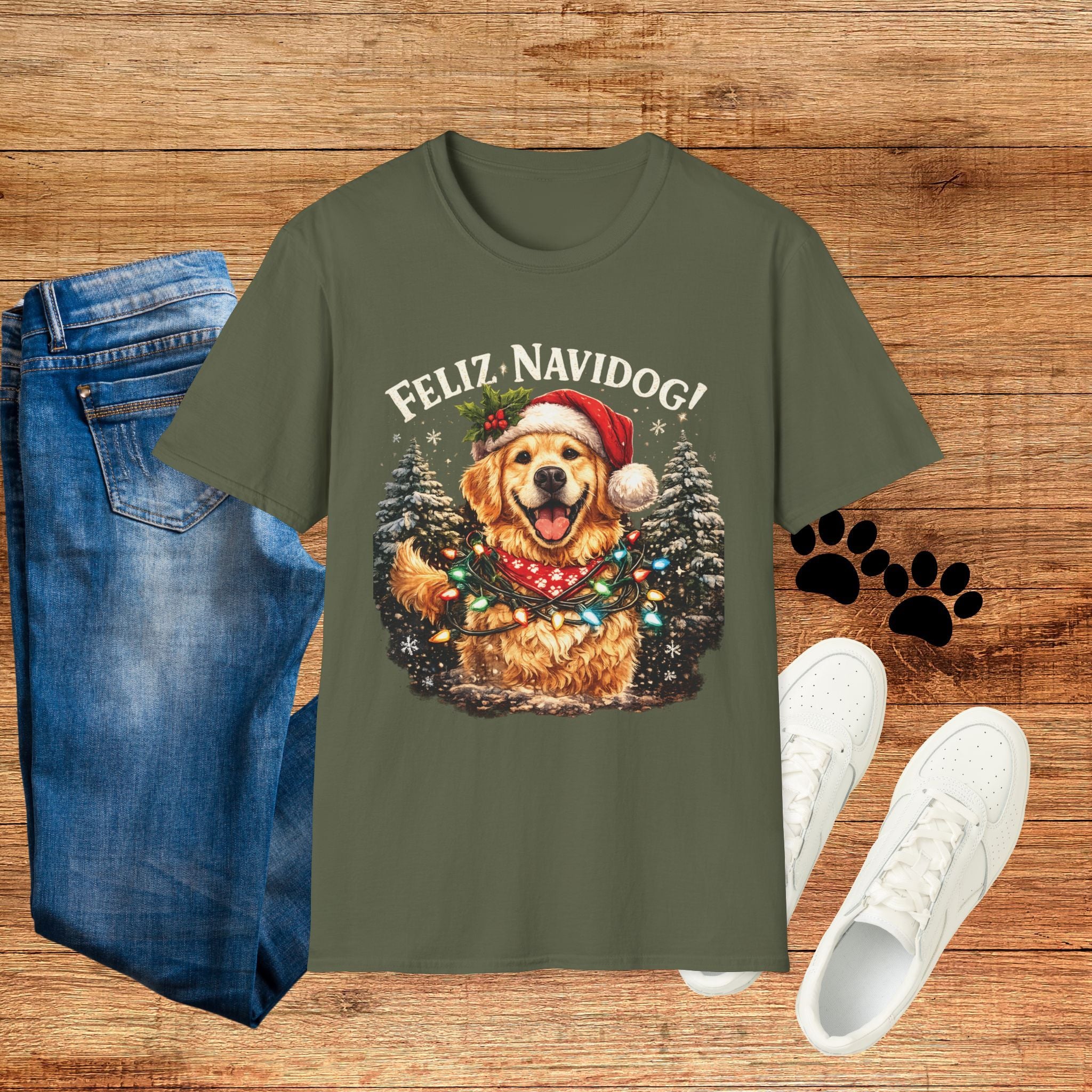 Feliz Navidog! Golden Retriever Holiday Tee