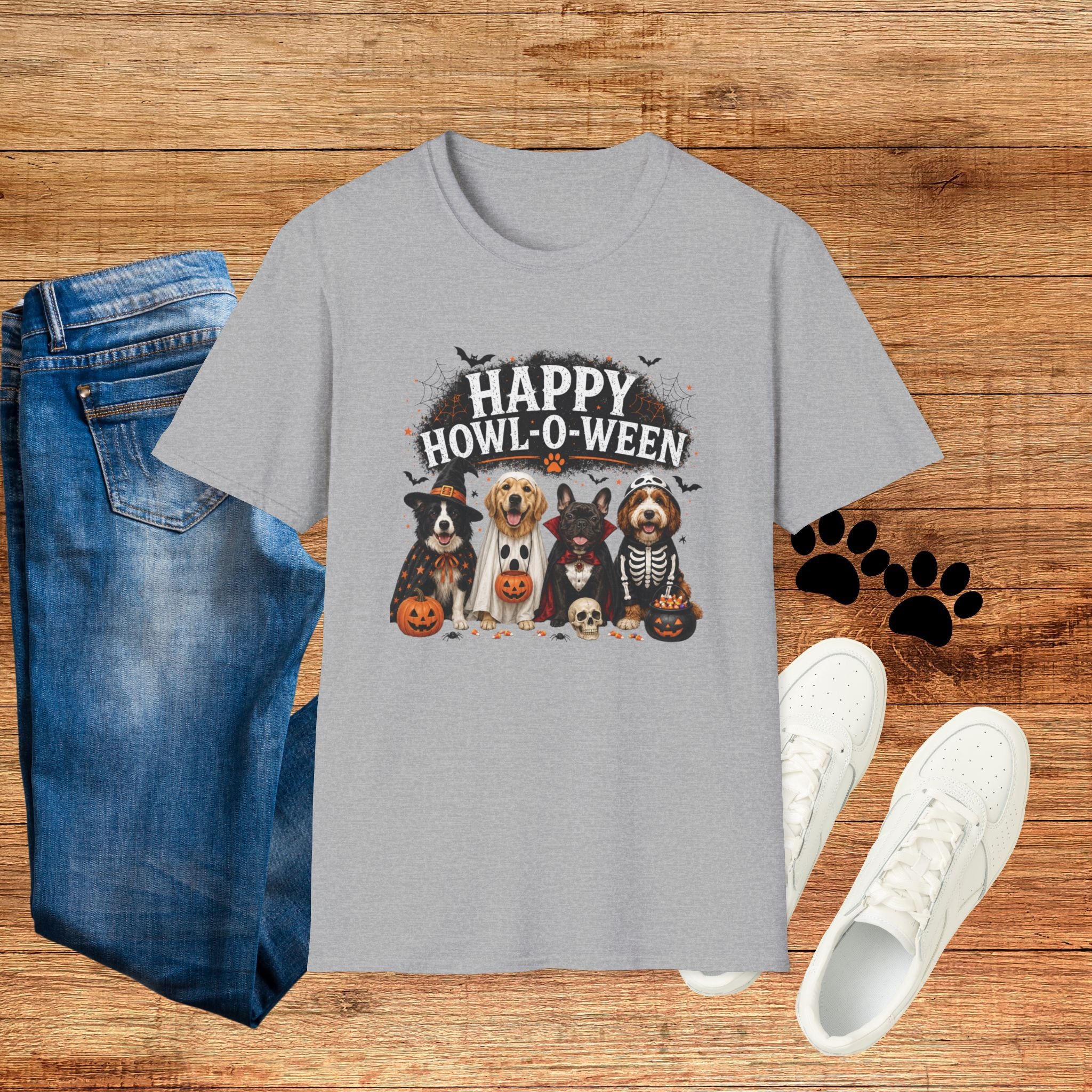 Happy Howl-O-Ween Dog T-Shirt — Halloween Puppy Costume Tee