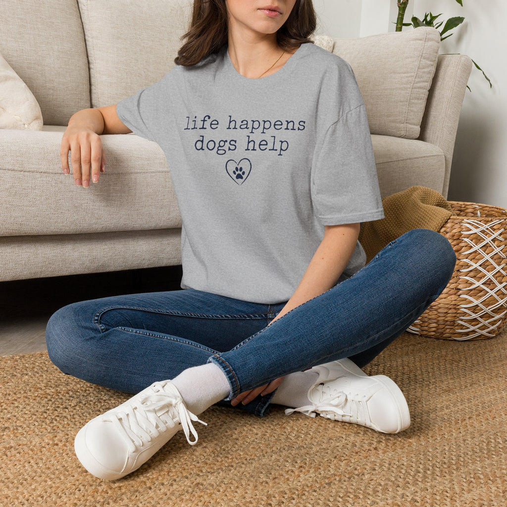 Life Happens Dogs Help Minimalist Dog Lover Tee
