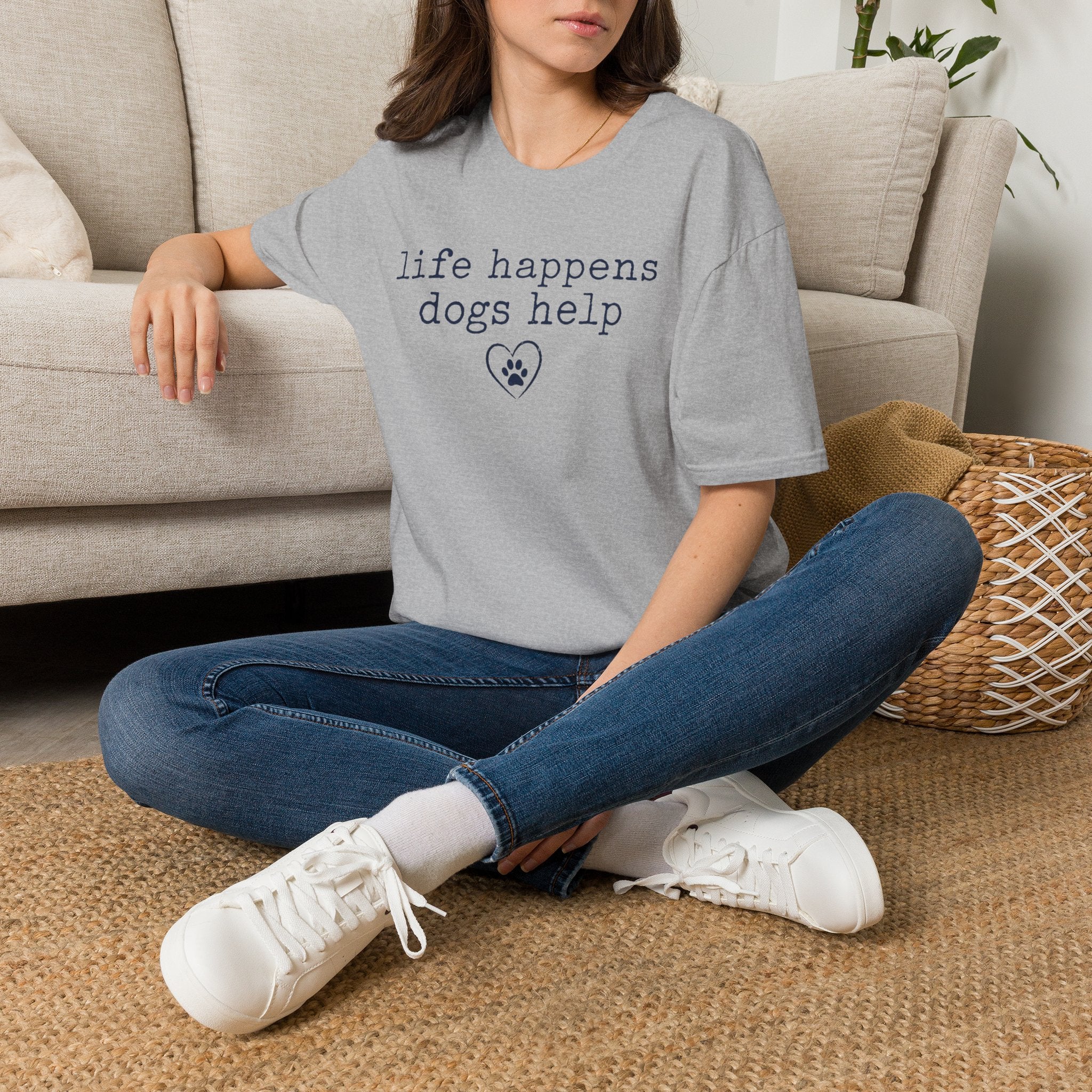 Life Happens Dogs Help Minimalist Dog Lover Tee