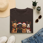 Christmas Dogs T-Shirt — Festive Puppies with Santa Hats & Reindeer Antlers