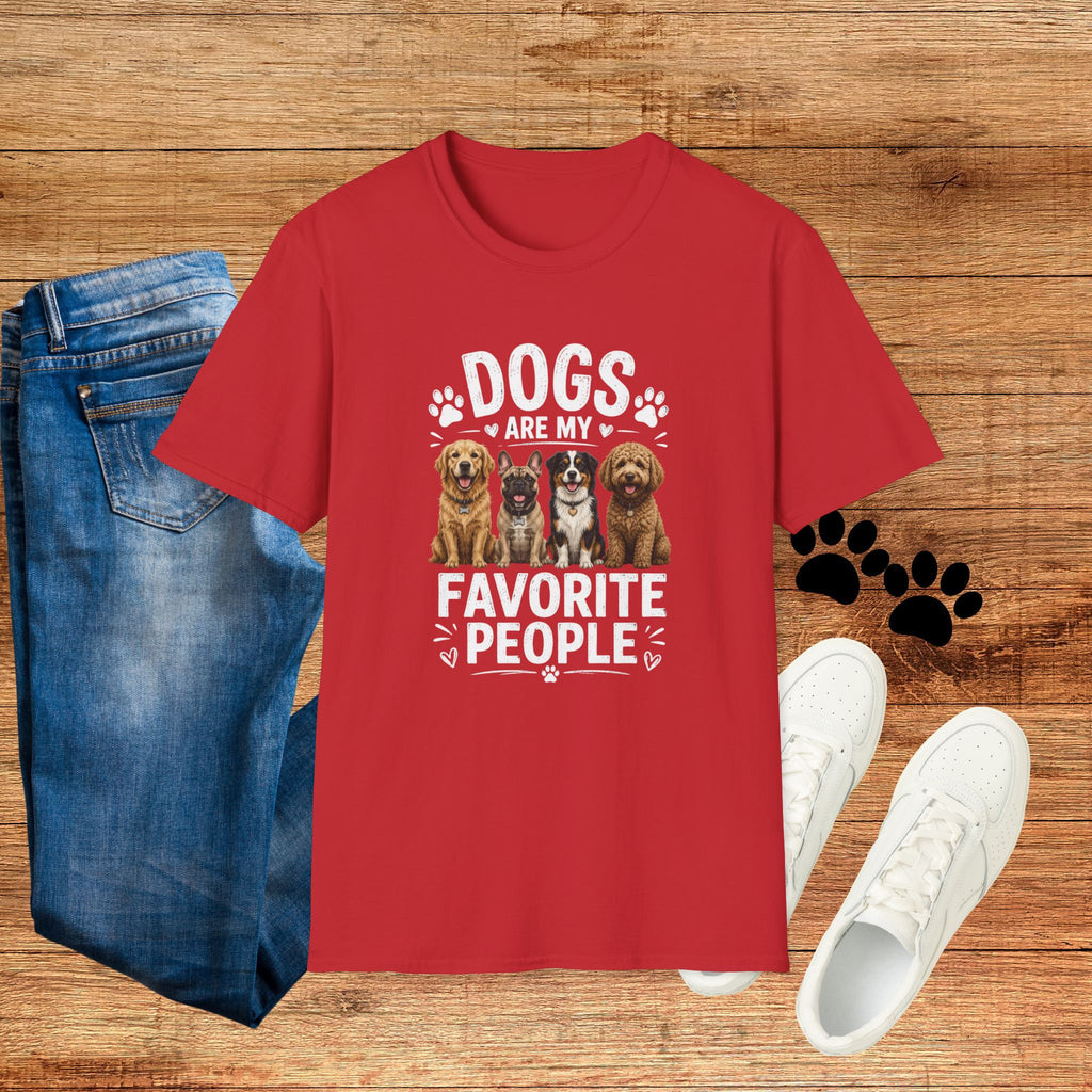 Dogs Are My Favorite People Cute Paw Print Dog Lover Tee