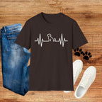 Dog Heartbeat T-Shirt — Paw Print ECG Design for Dog Lovers