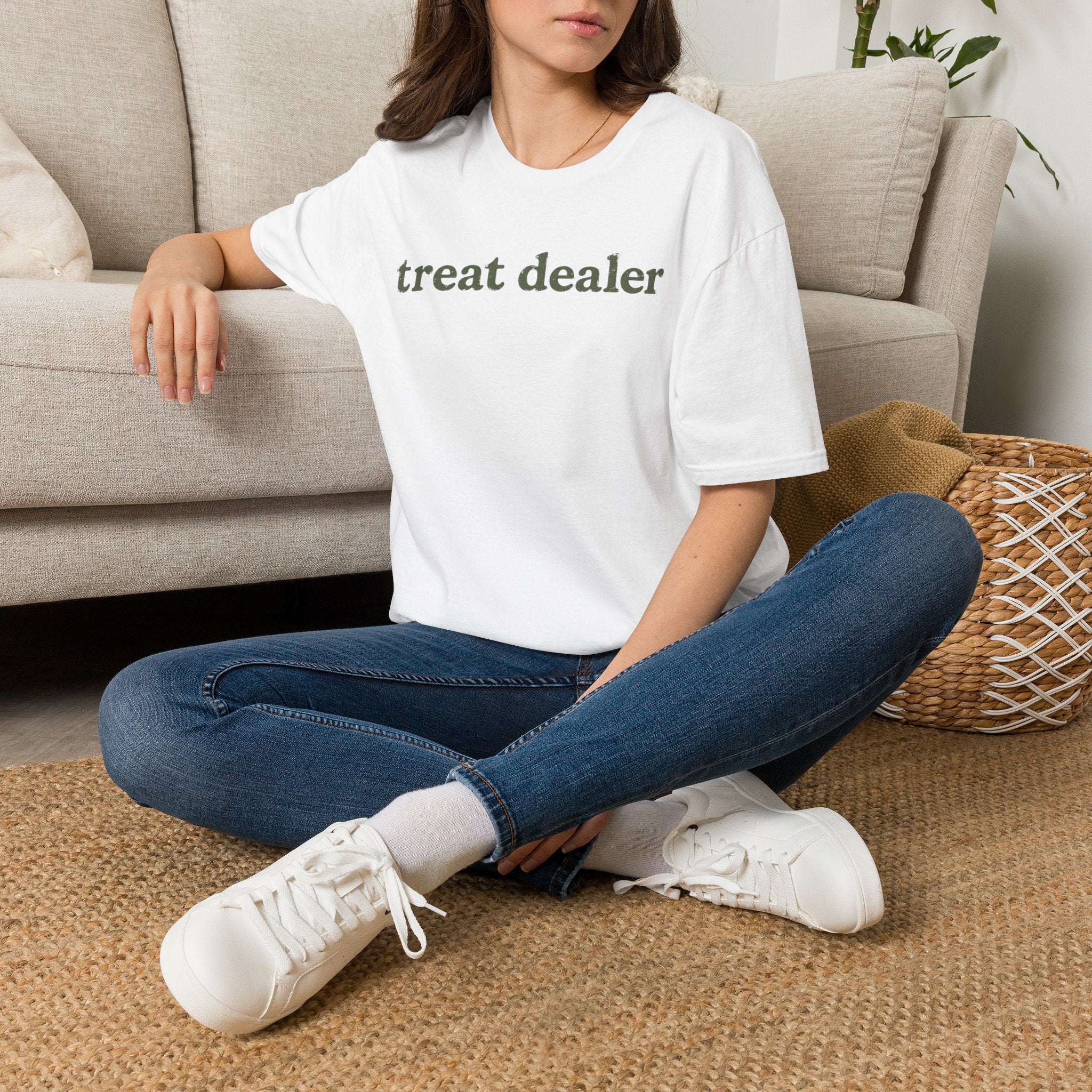 T-Shirt — "treat dealer" Minimalist Graphic Tee for Parents & Pet Lovers