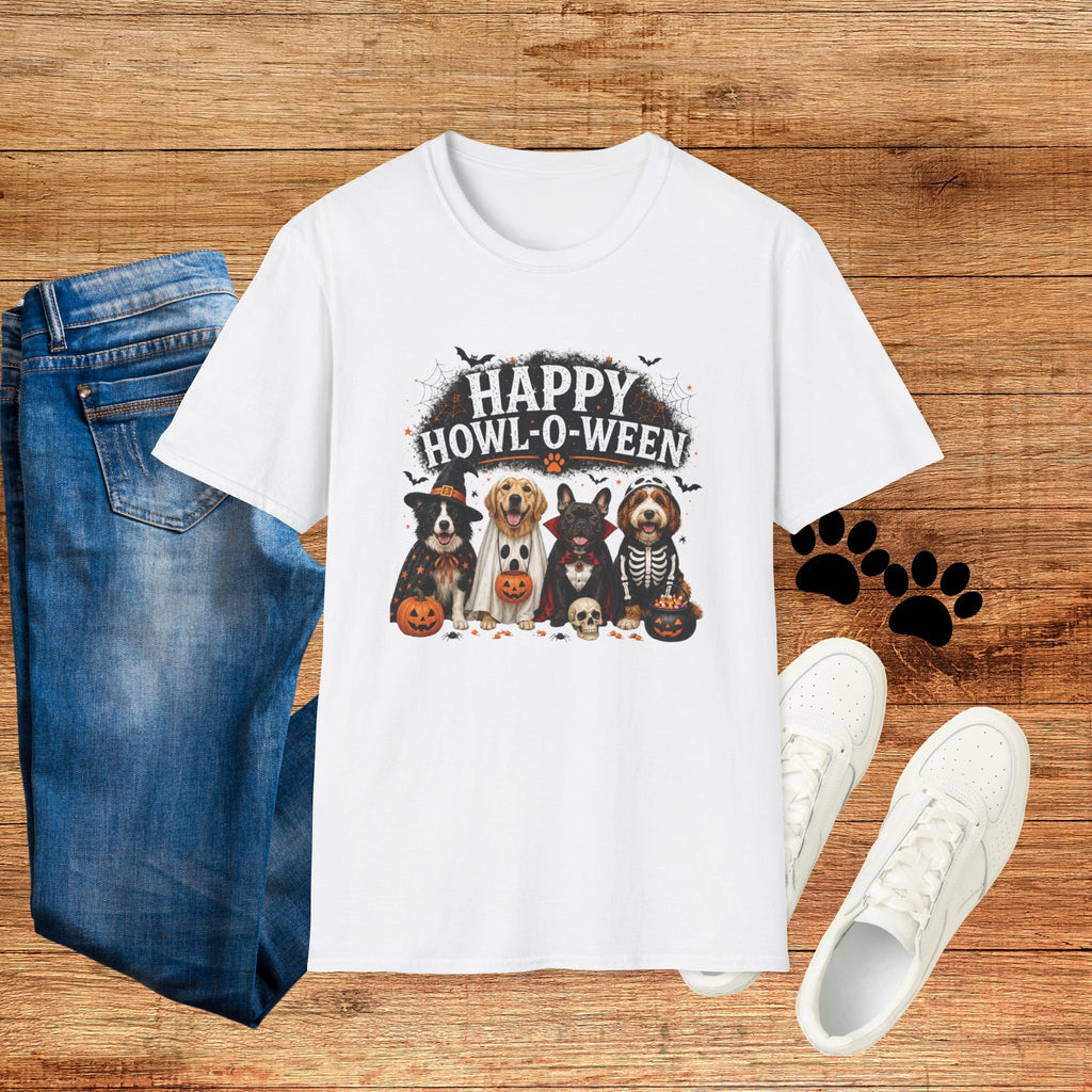 Happy Howl-O-Ween Dog T-Shirt — Halloween Puppy Costume Tee