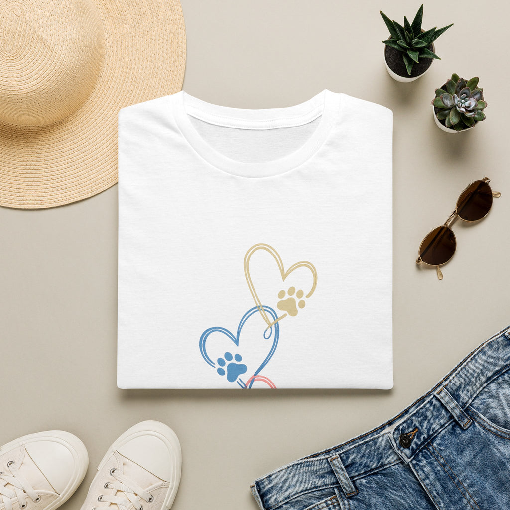 Pastel Paw Heart Trio Tee (Pet Lover Gift)