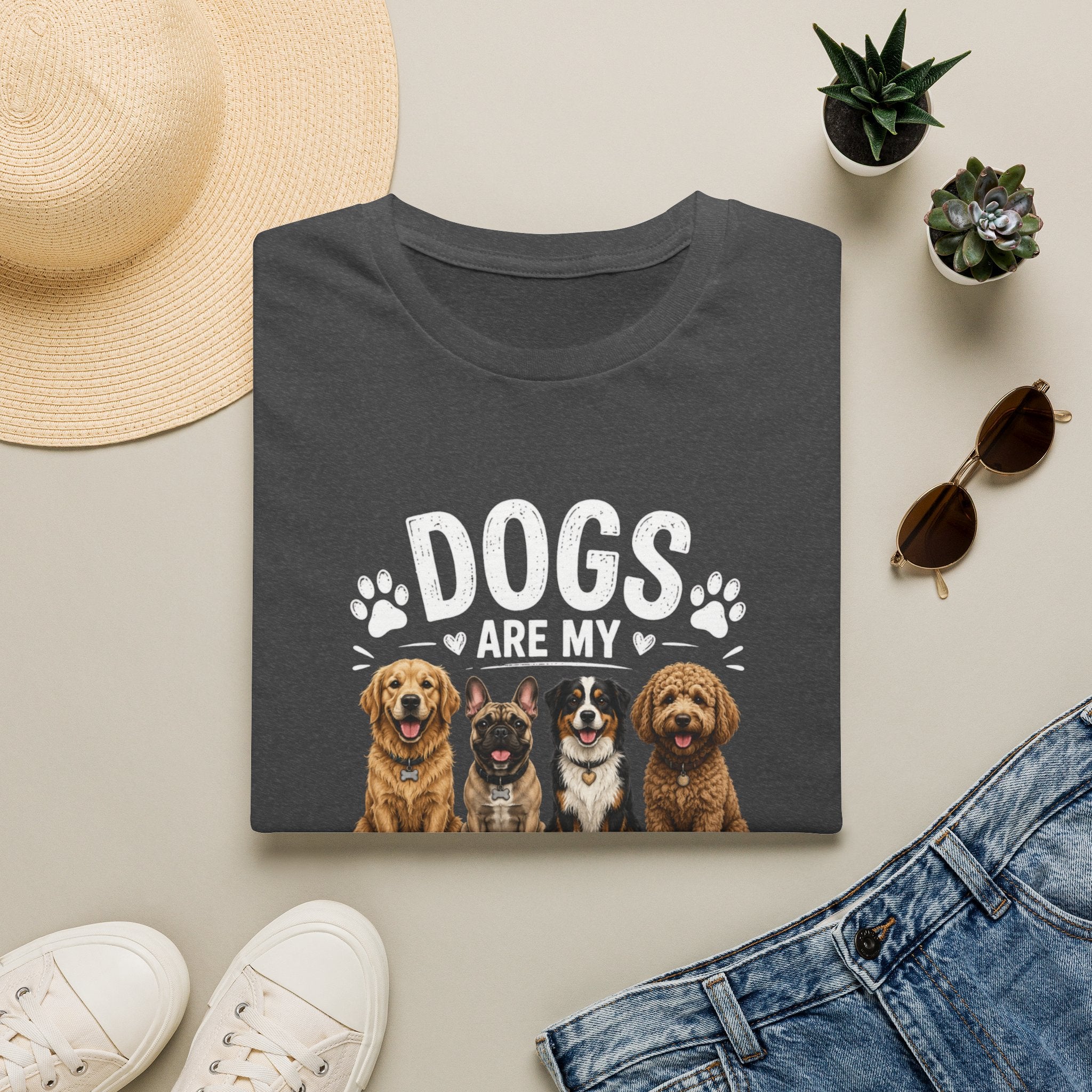 Dogs Are My Favorite People Cute Paw Print Dog Lover Tee