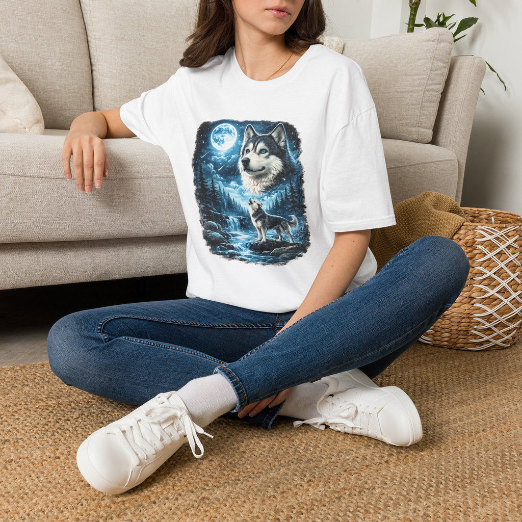 Wolf Moon T-Shirt — Majestic Husky Forest Night Tee