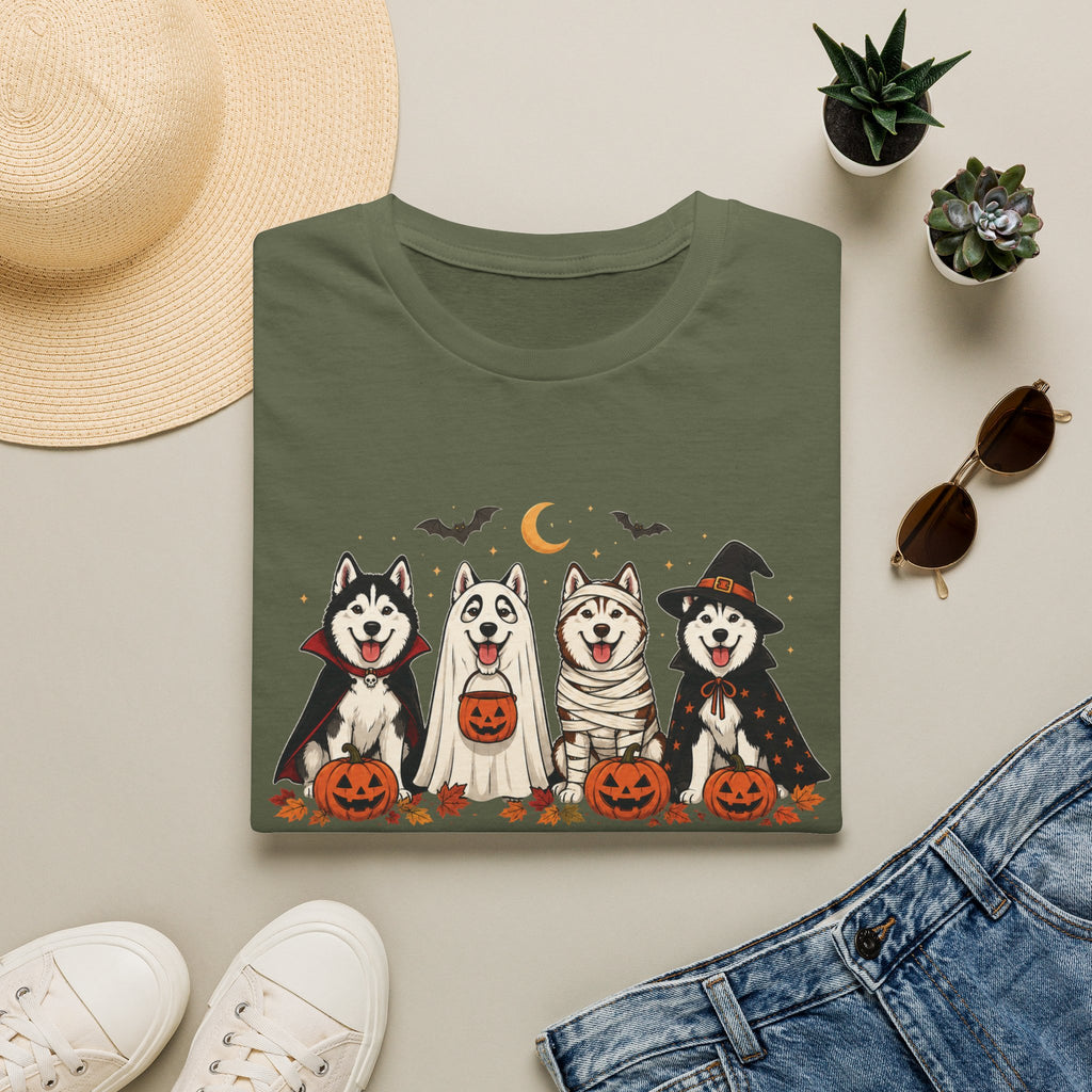 Halloween Huskies T-Shirt — "Howl-O-Ween Squad" Cute Dog Costume Tee