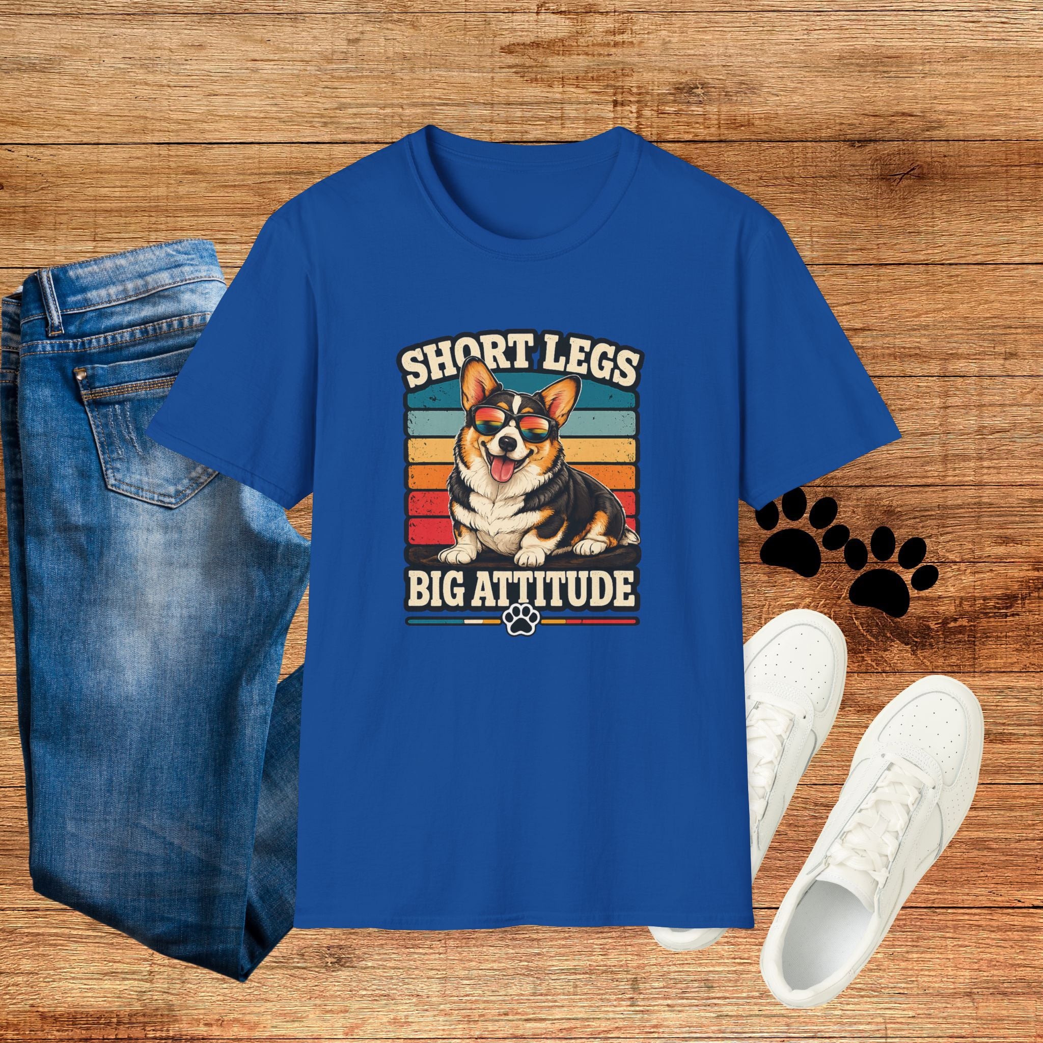 Corgi Short Legs, Big Attitude T-Shirt - Vintage Retro Dog Tee