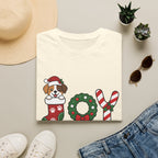 Christmas Joy Dog T-Shirt — Cute Puppy in Stocking & Candy Cane Holiday Tee