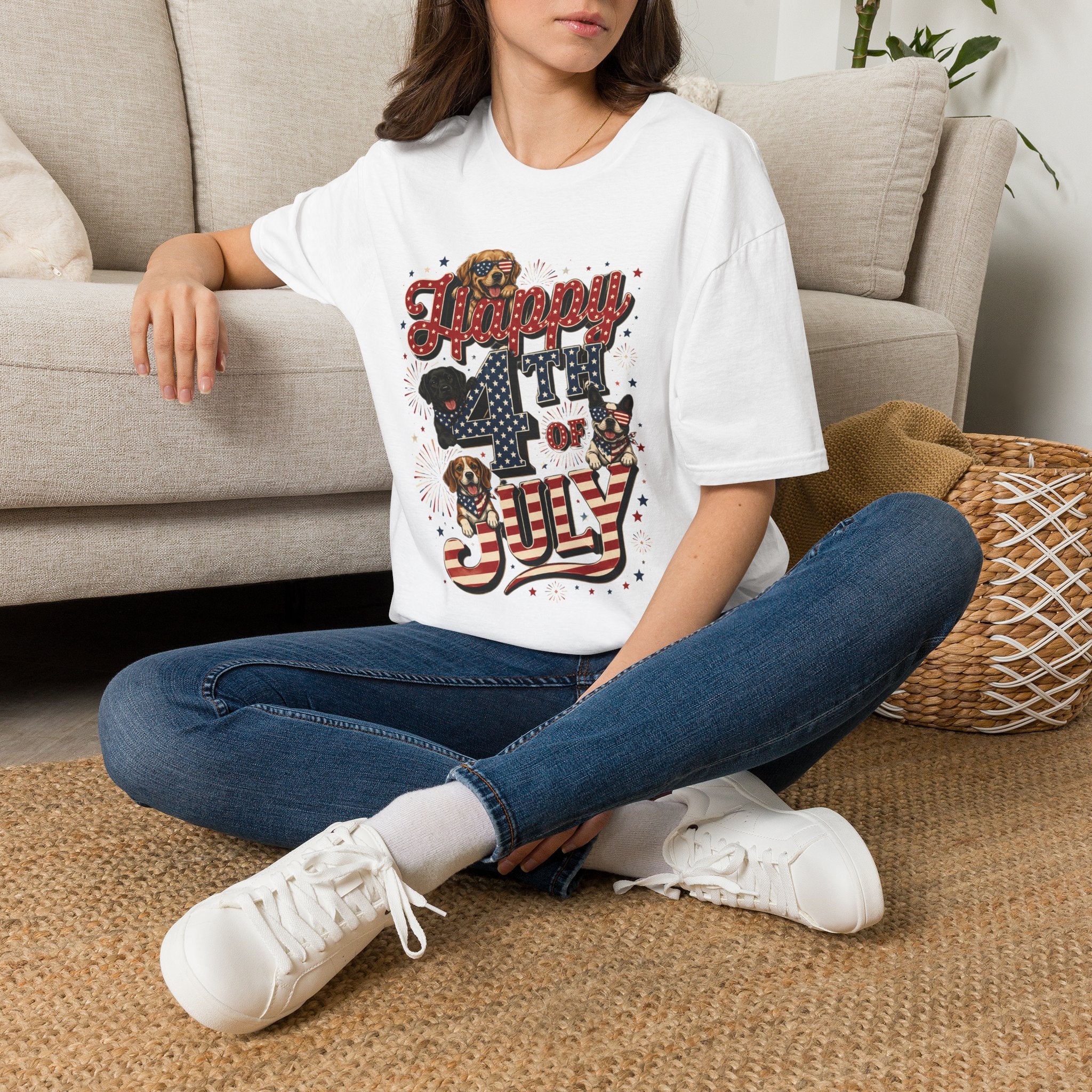 4th of July Dog T-Shirt — "Happy 4th of July" Patriotic Pet Tee
