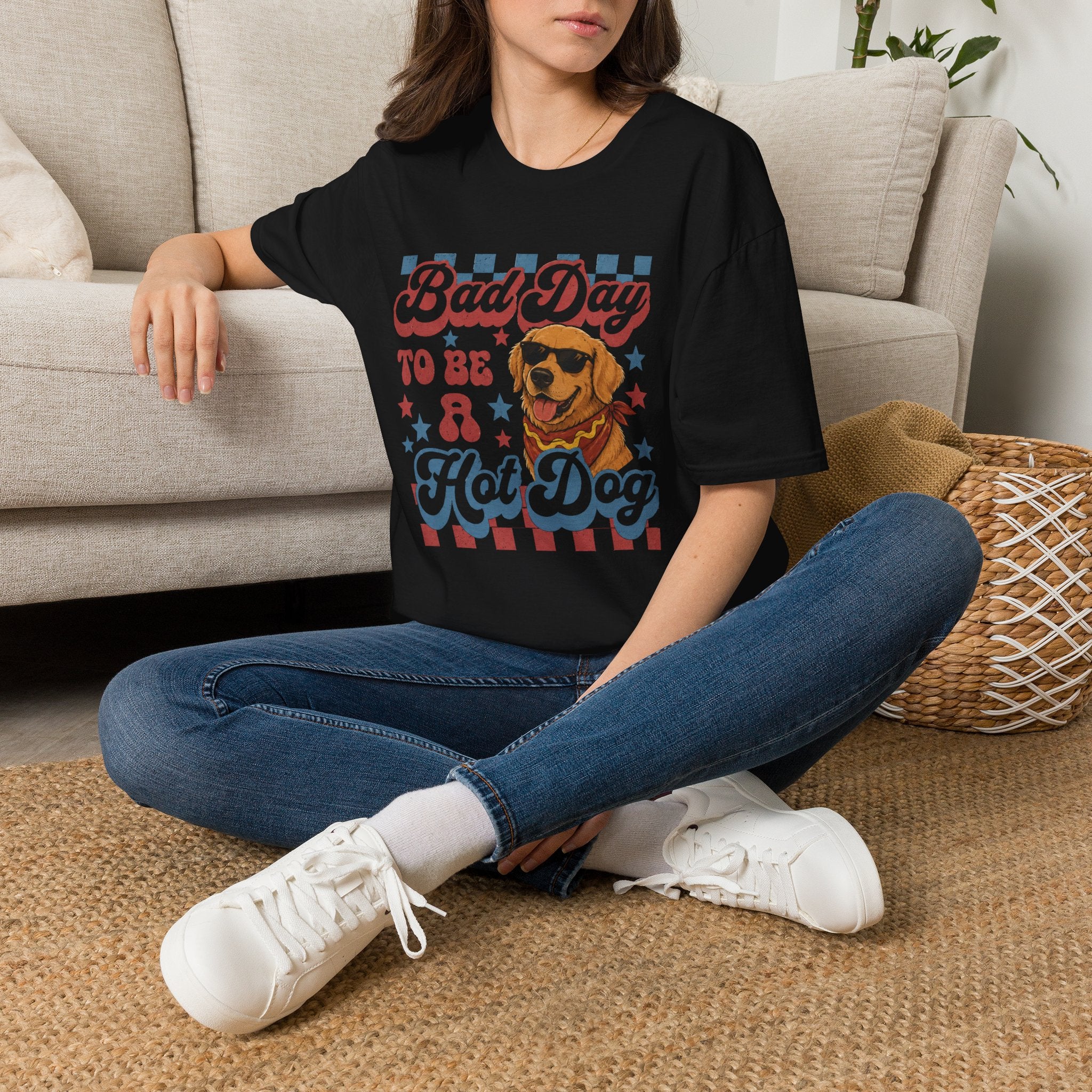 Bad Day to Be a Hot Dog T-Shirt — Retro Patriotic Dog Graphic Tee