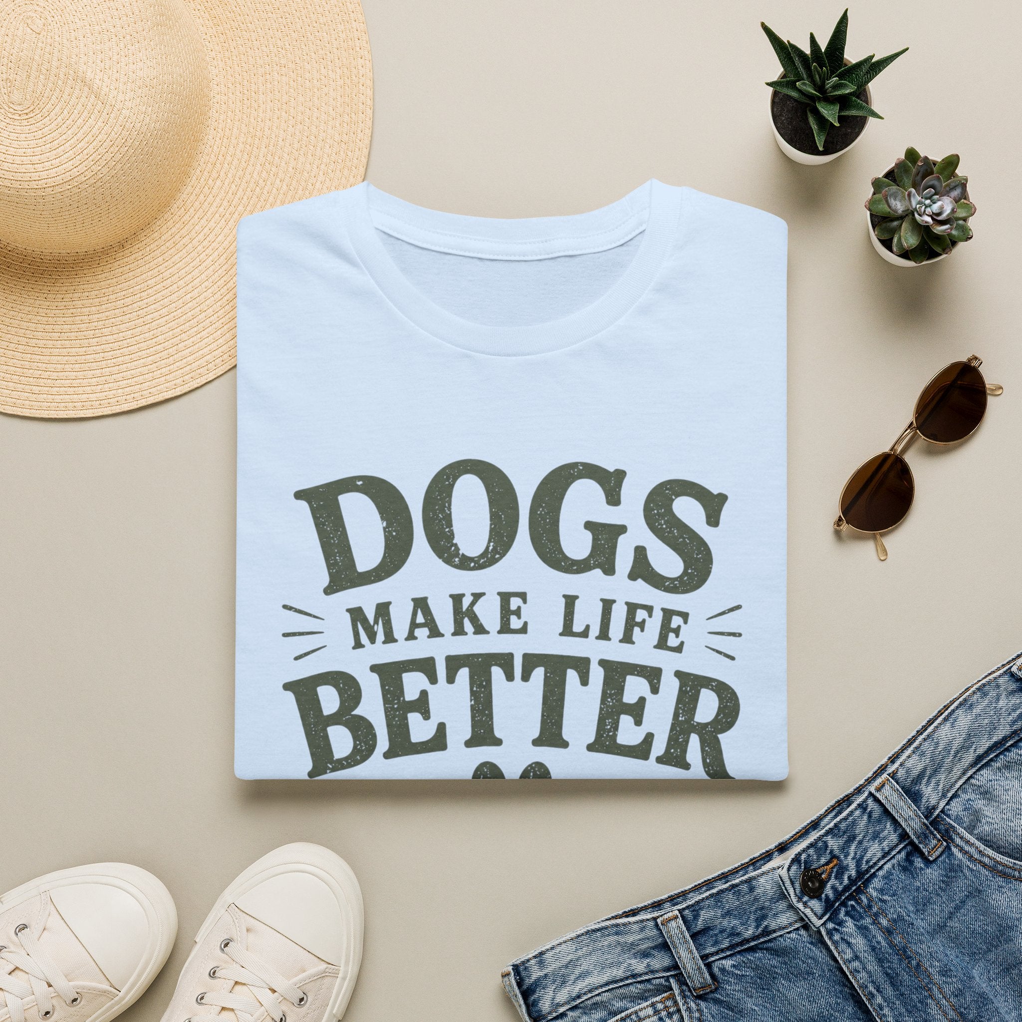 Dogs Make Life Better T-Shirt — Paw Print Dog Lover Tee