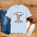 Whippet Dog Mom T-Shirt — Cute Whippet Portrait & Heart Graphic