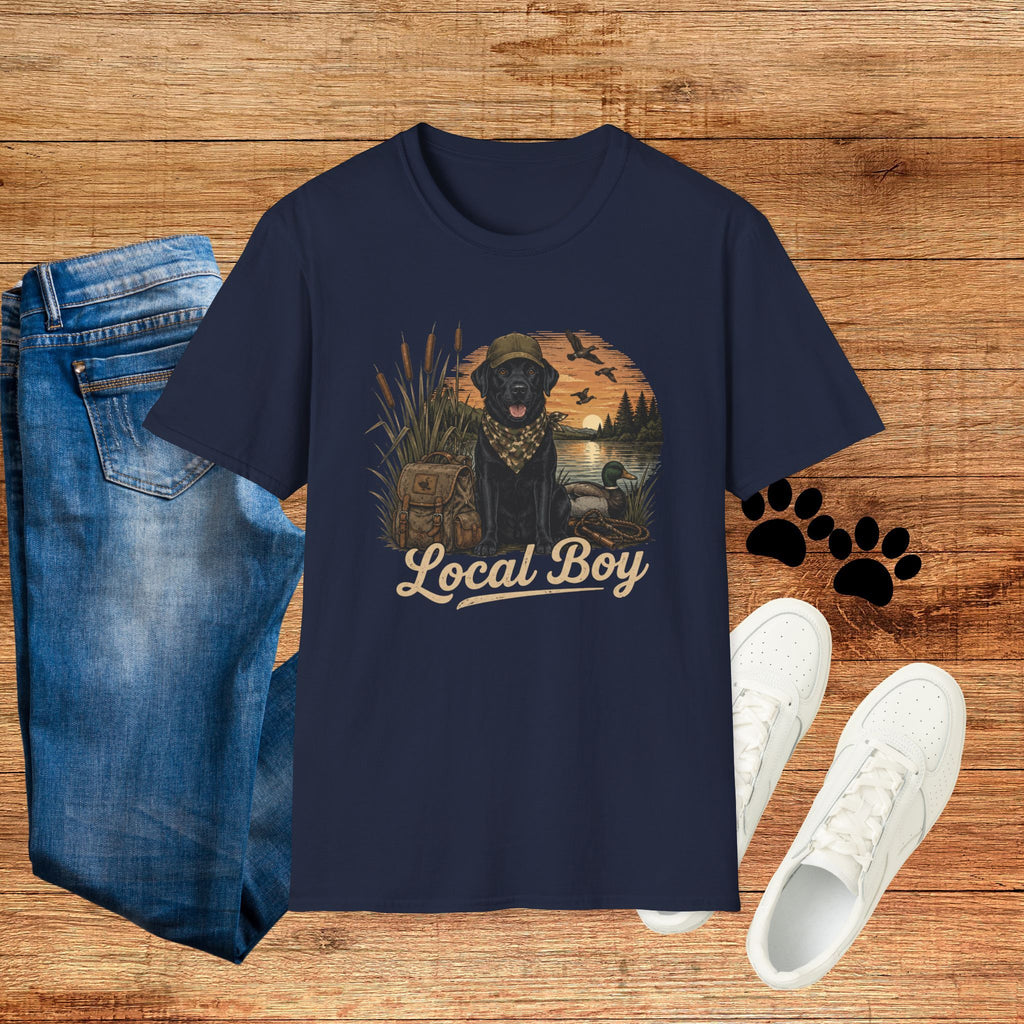 Local Boy Duck Hunting Black Lab Sunset Graphic