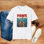 PAWS Dog Parody T-Shirt — Retro Beach Pup Graphic Tee for Dog Lovers
