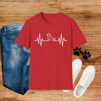 Dog Heartbeat T-Shirt — Paw Print ECG Design for Dog Lovers