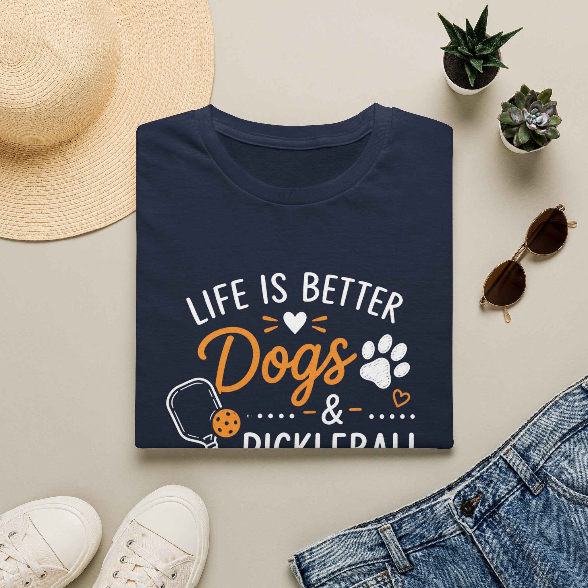 Life Is Better Dogs & Pickleball T-Shirt — Funny Dog Lover Pickleball Tee