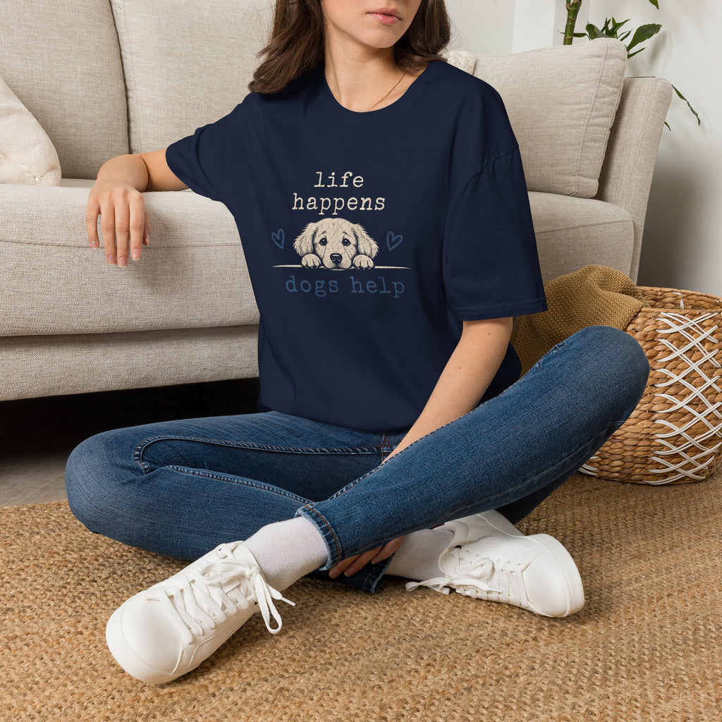 Life Happens Dogs Help T-Shirt — Cute Puppy Rescue Lover Tee